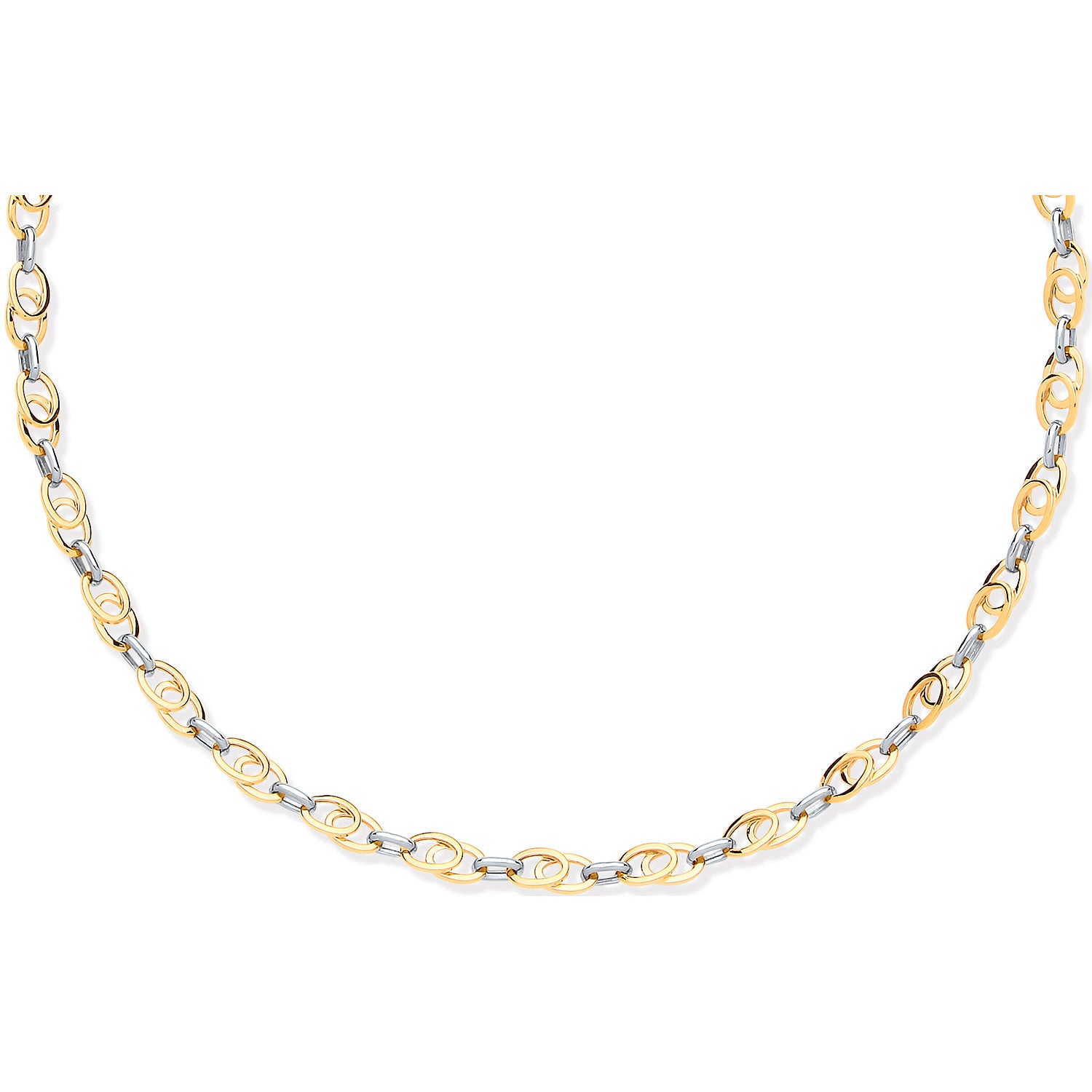 Yellow, White Gold Oval Tubes 18" Necklace - 9ct Gold