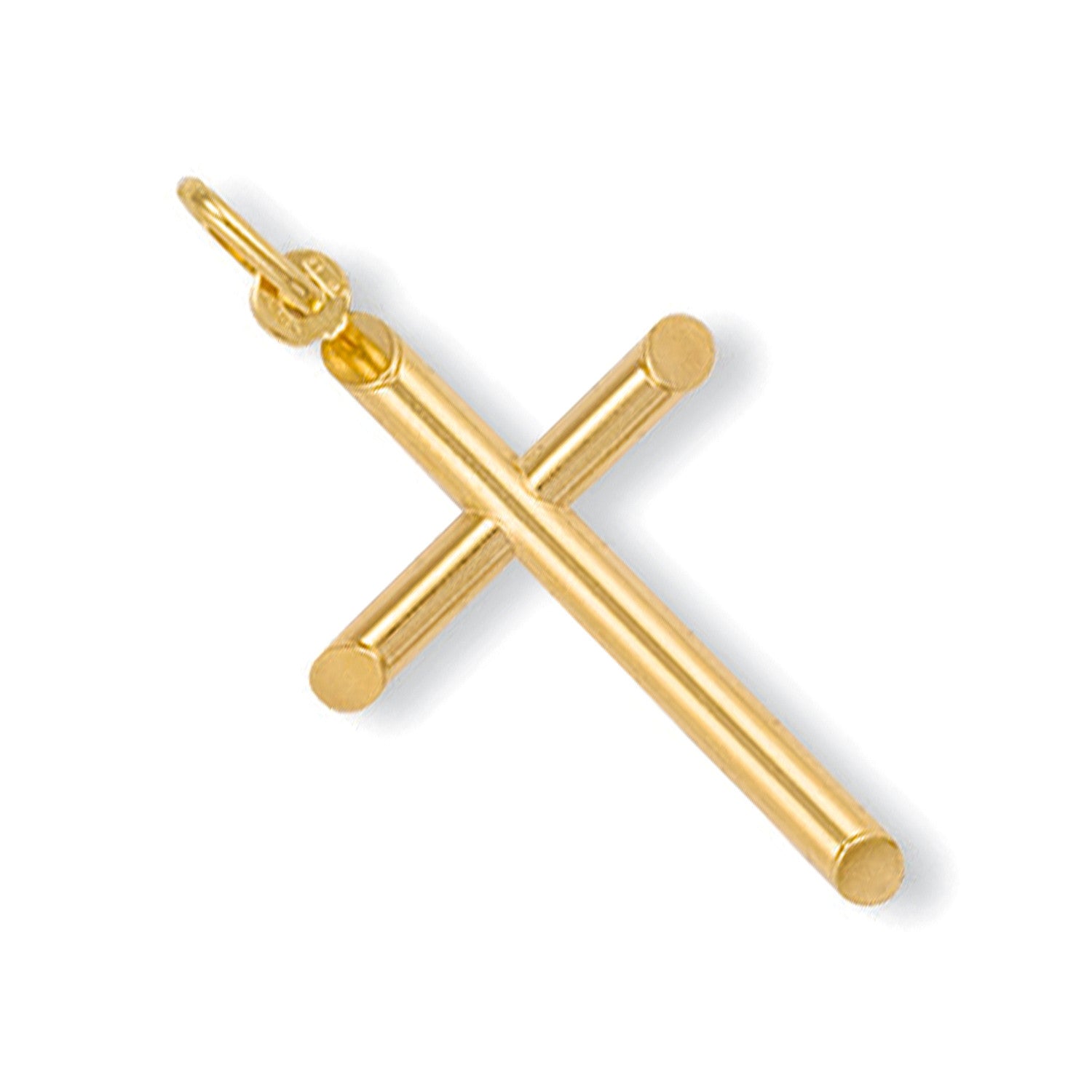 Yellow Gold Round Tubed Cross - 9ct Gold