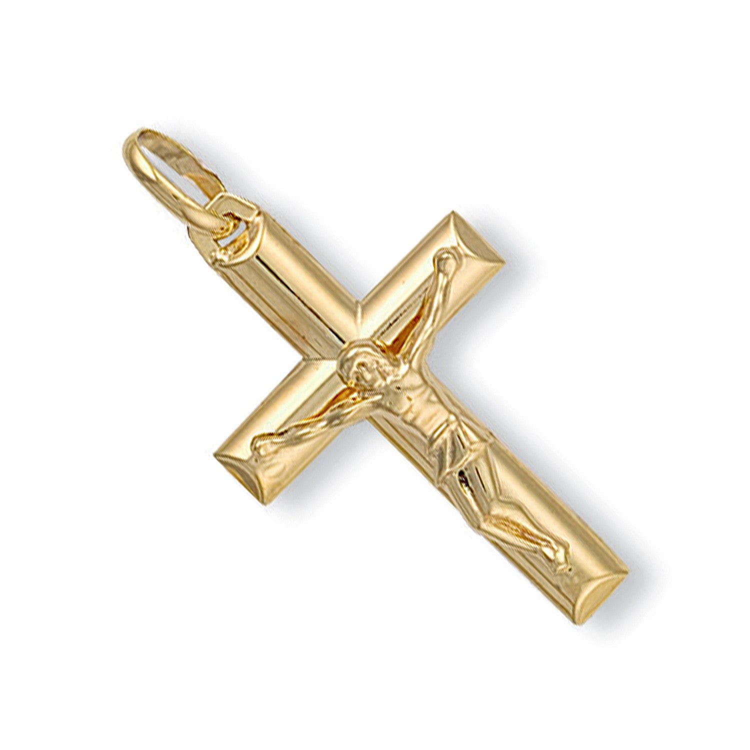 Yellow Gold Tubed Crucifix - 9ct Gold
