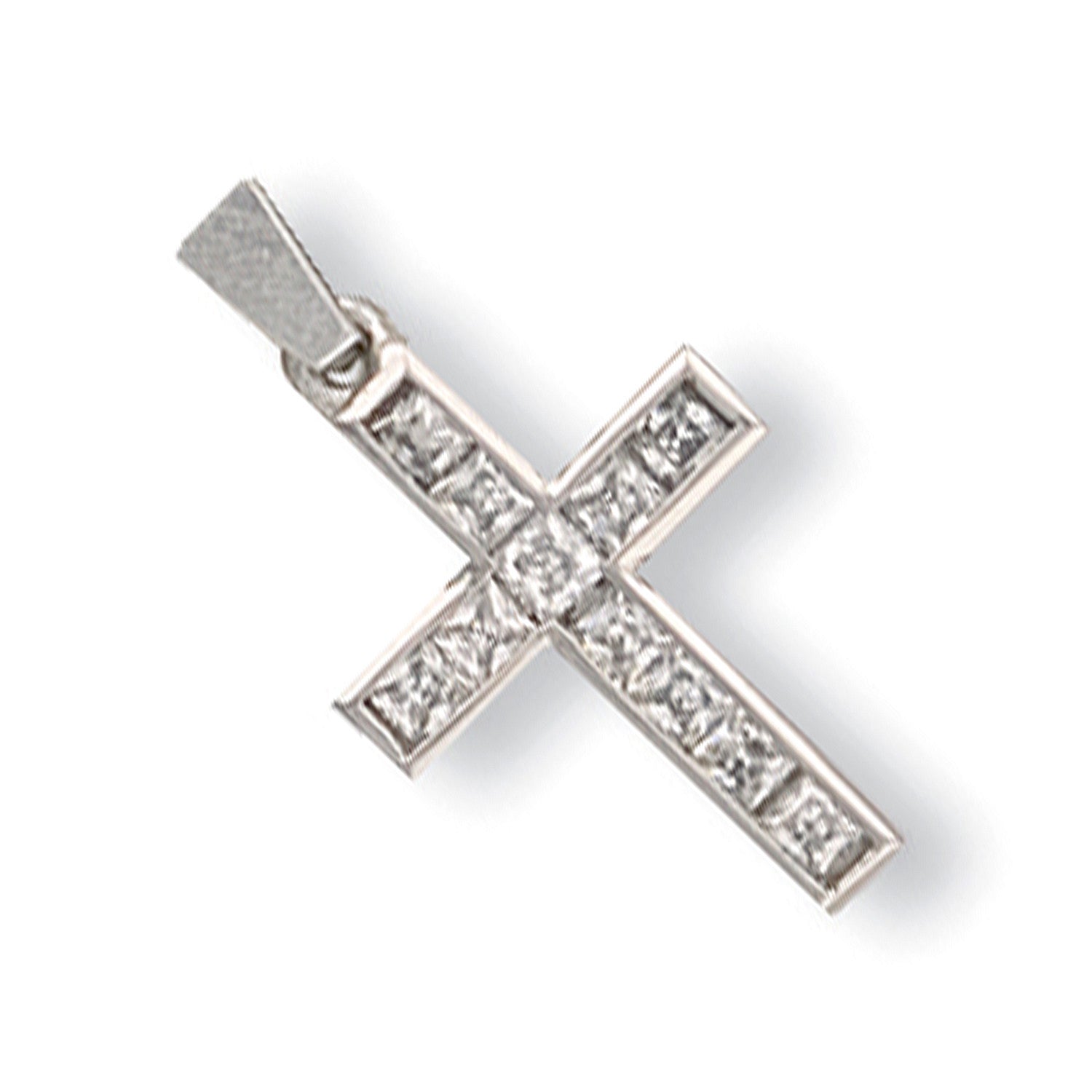 White Gold Princess Cut Cubic Zirconia Cross - 9ct Gold