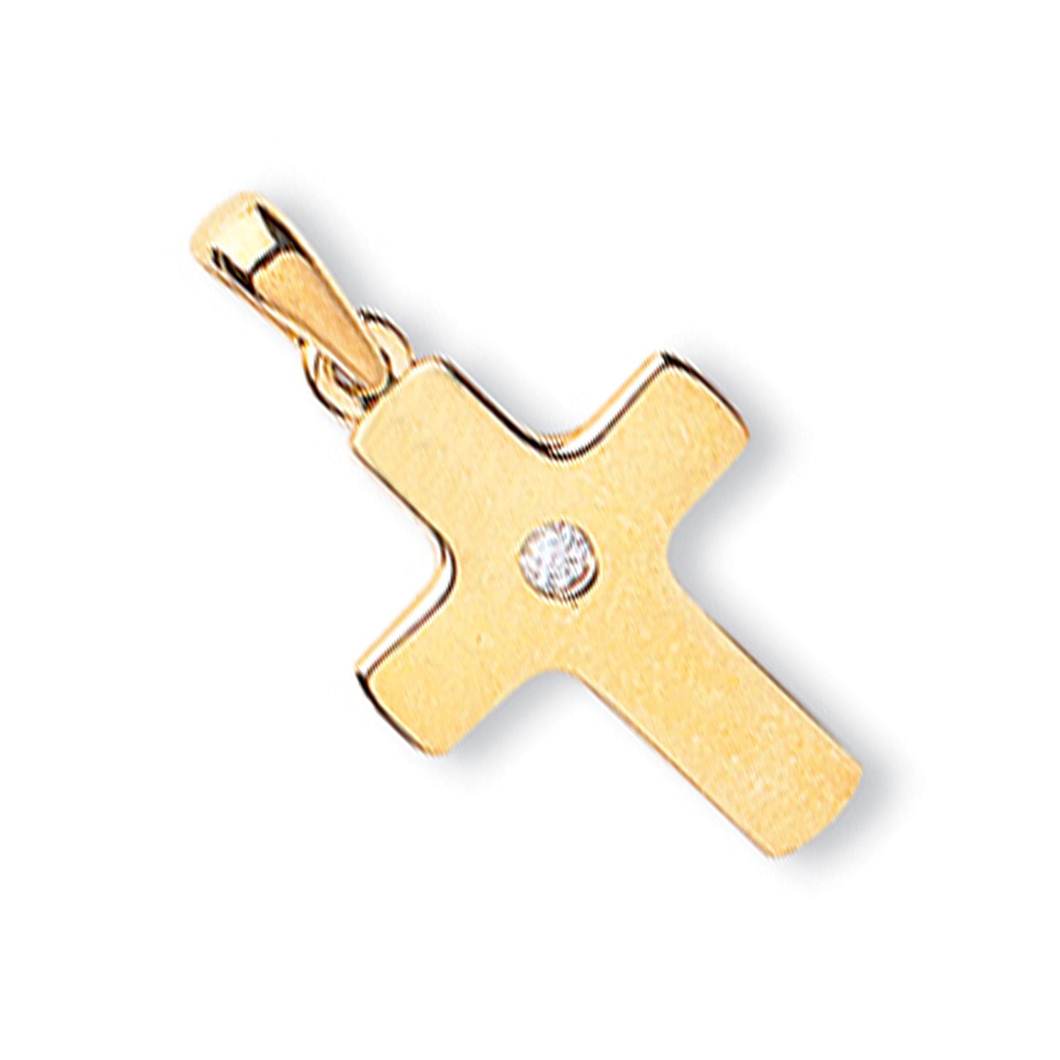 Yellow Gold Cubic Zirconia Cross - 9ct Gold