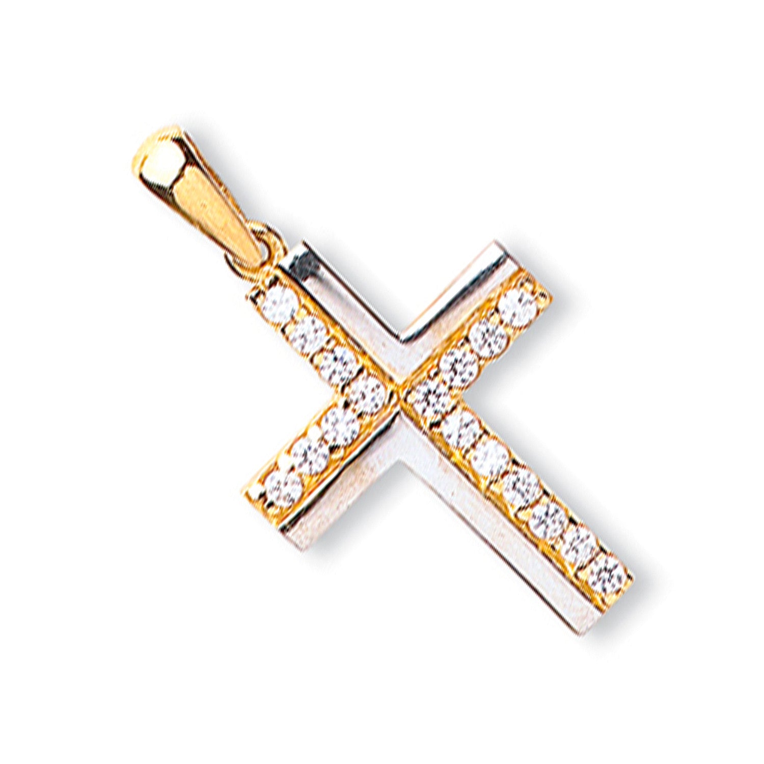 Yellow Gold Cubic Zirconia Cross - 9ct Gold
