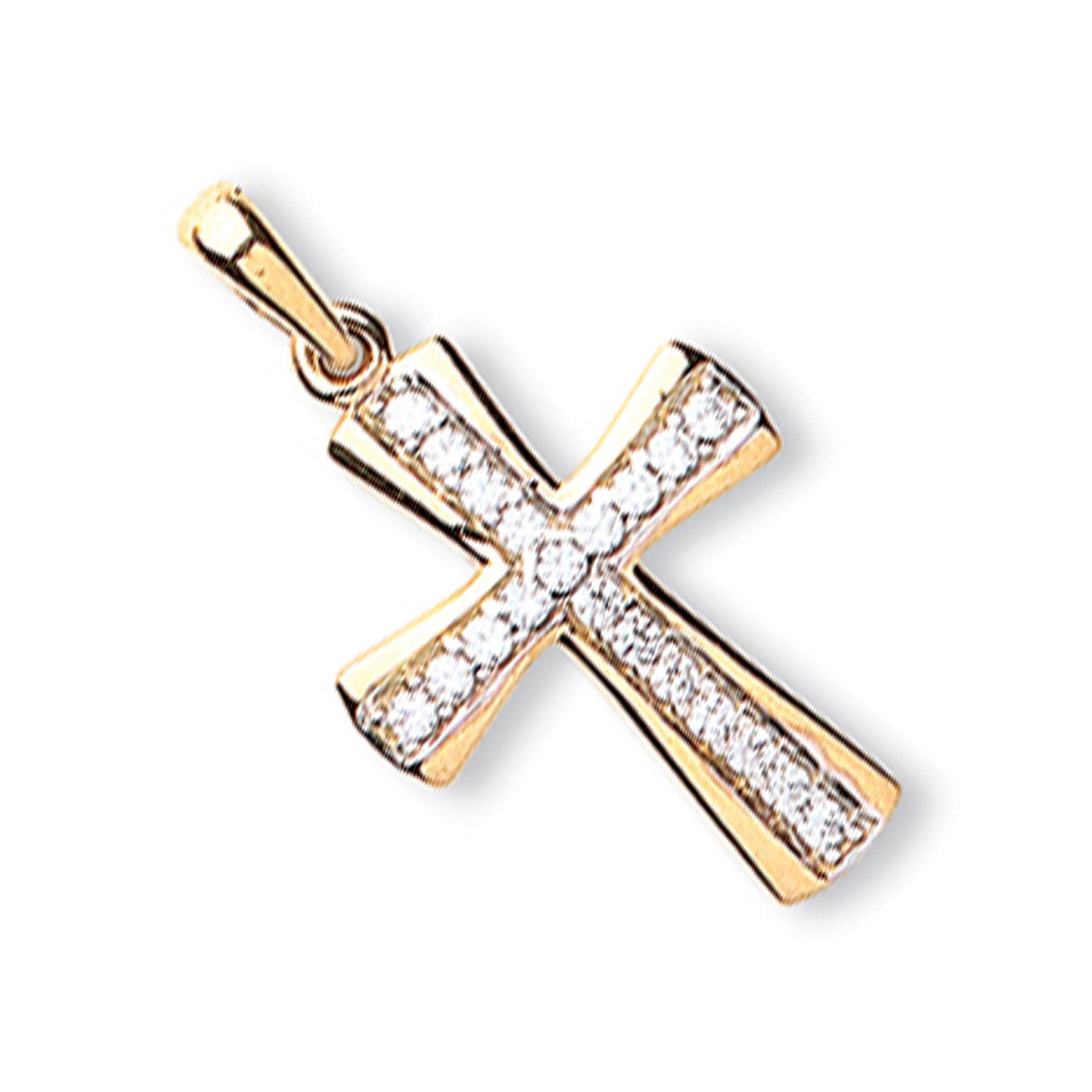 Yellow Gold Cubic Zirconia Cross - 9ct Gold