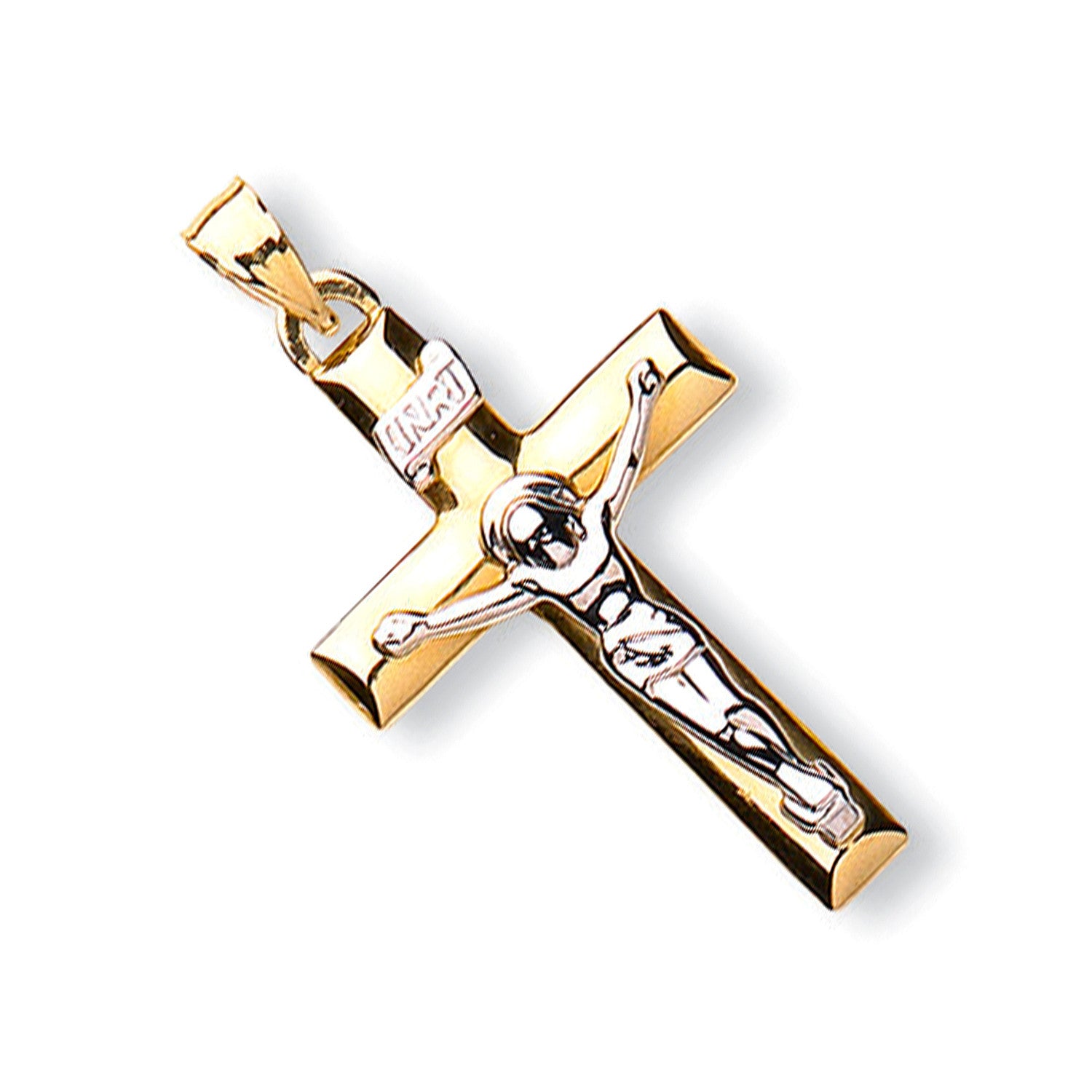 White & Yellow Gold Crucifix - 9ct Gold