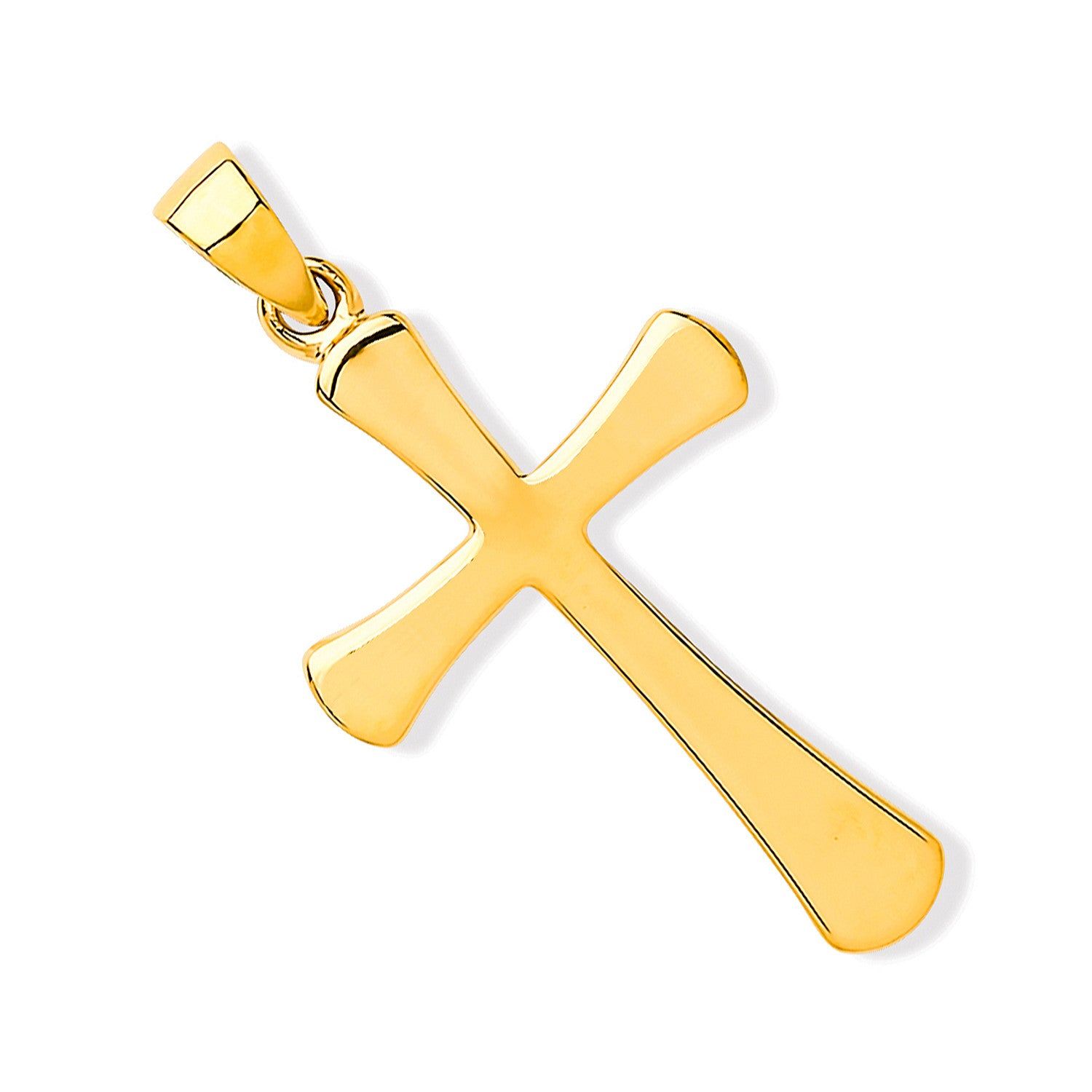 Yellow Gold Oval Ends Plain Cross - 9ct Gold