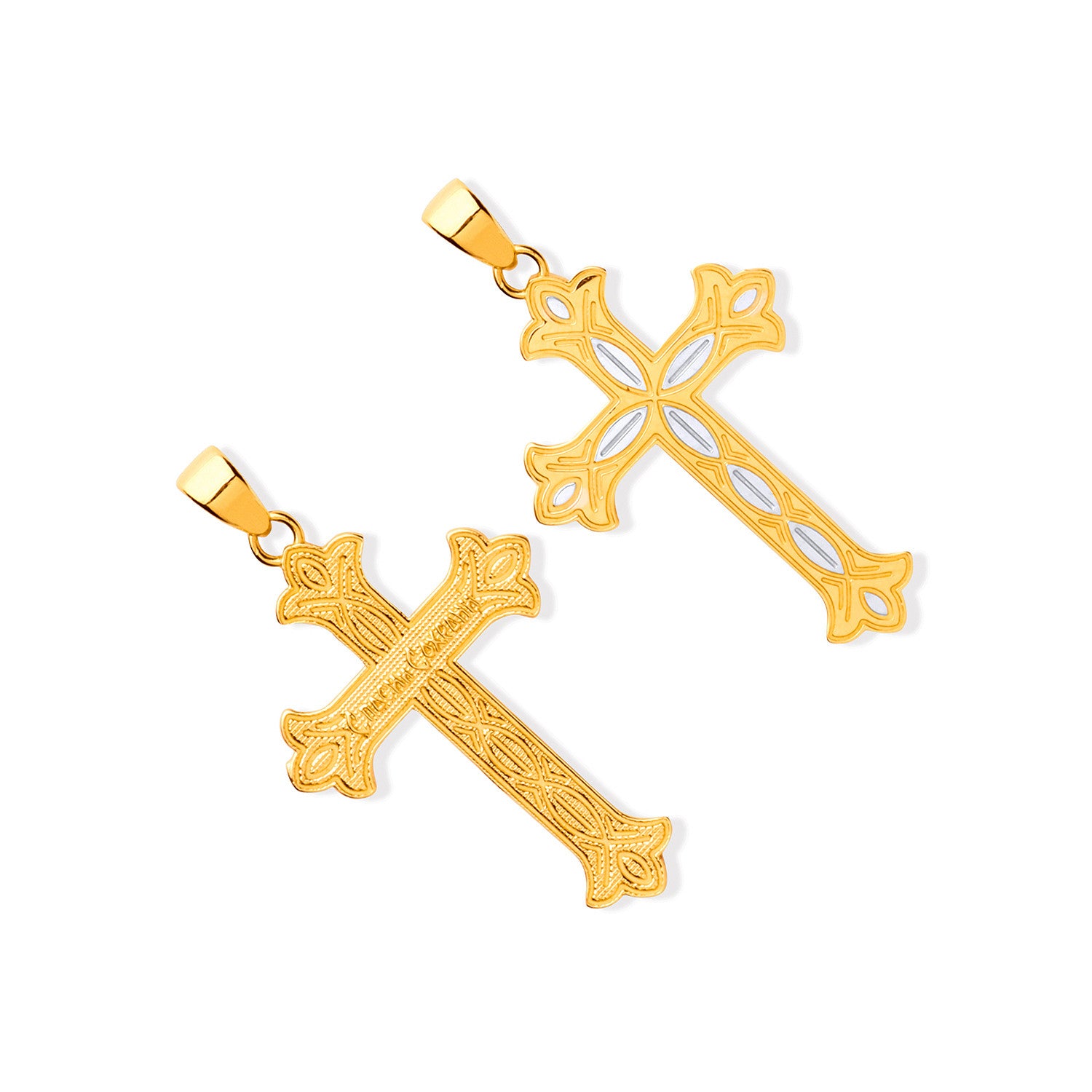 Yellow&White Gold Russian Orthodox Cross