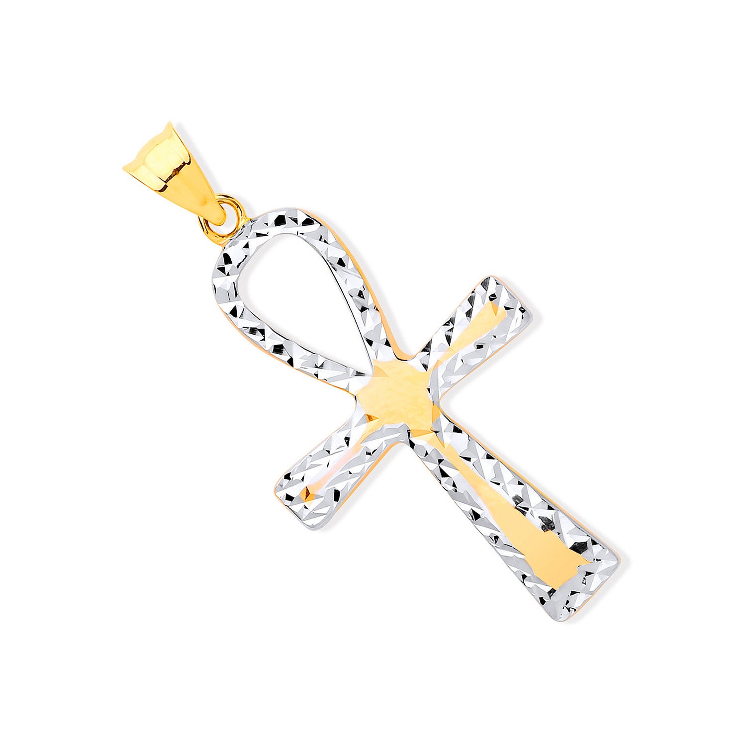 Yellow & White Gold Loop Top Fancy Cross - 9ct Gold