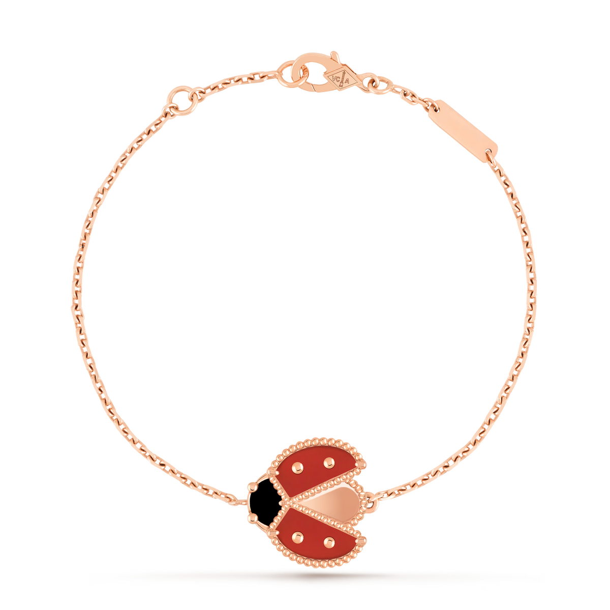 Van Cleef & Arpels Lucky Spring Open Wings Ladybug Carnelian Onyx Bracelet 18K Rose Gold