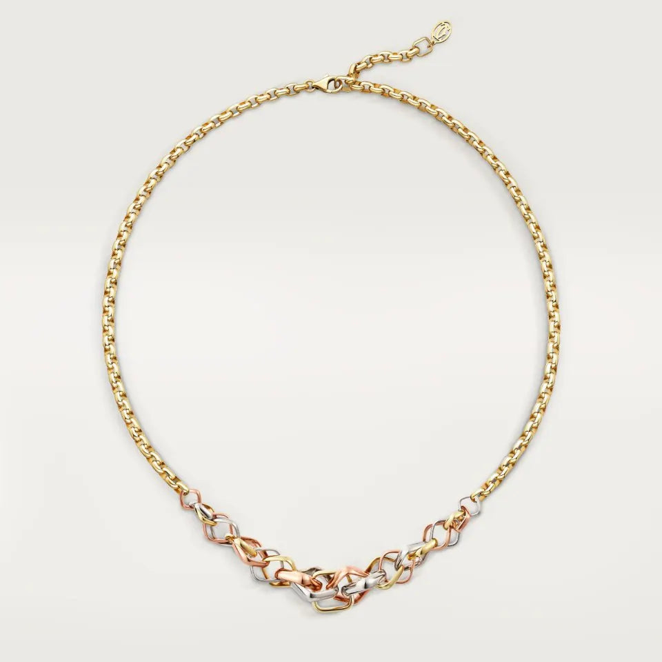 Cartier Trinity Necklace Cushion-Shaped Medium Model 18K White, Yellow & Rose Gold
