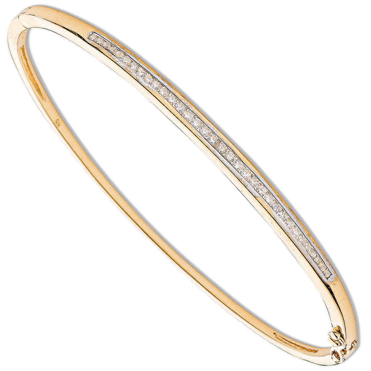 9ct Yellow Gold 0.50ct Channel Set Diamond Bangle - 9ct Gold
