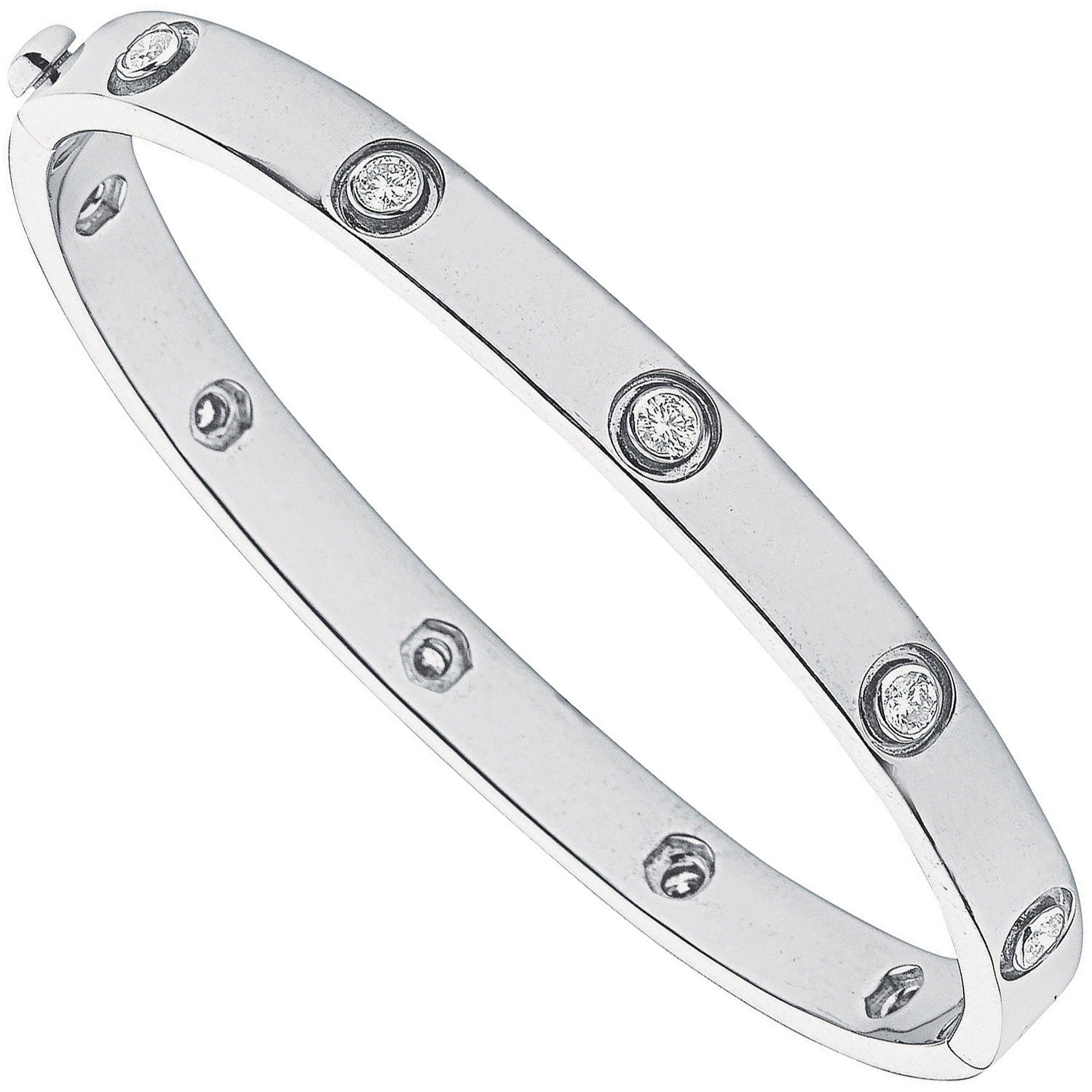 Bracelet Jonc Diamants 1,00 ct en Or Blanc 18 carats - Or 18 carats