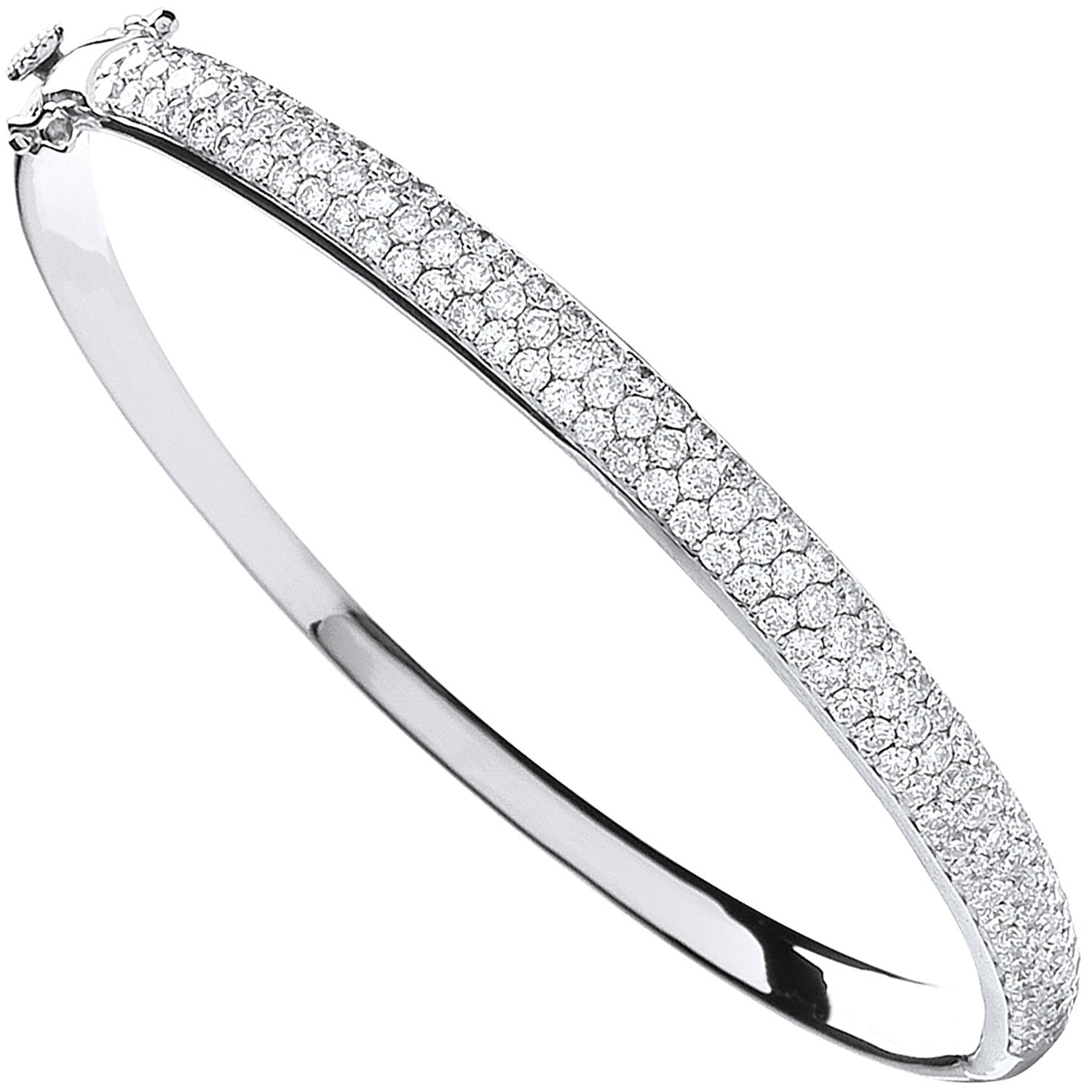 18ct White Gold 3.15ct Pave Set Diamond Bangle - 18ct Gold