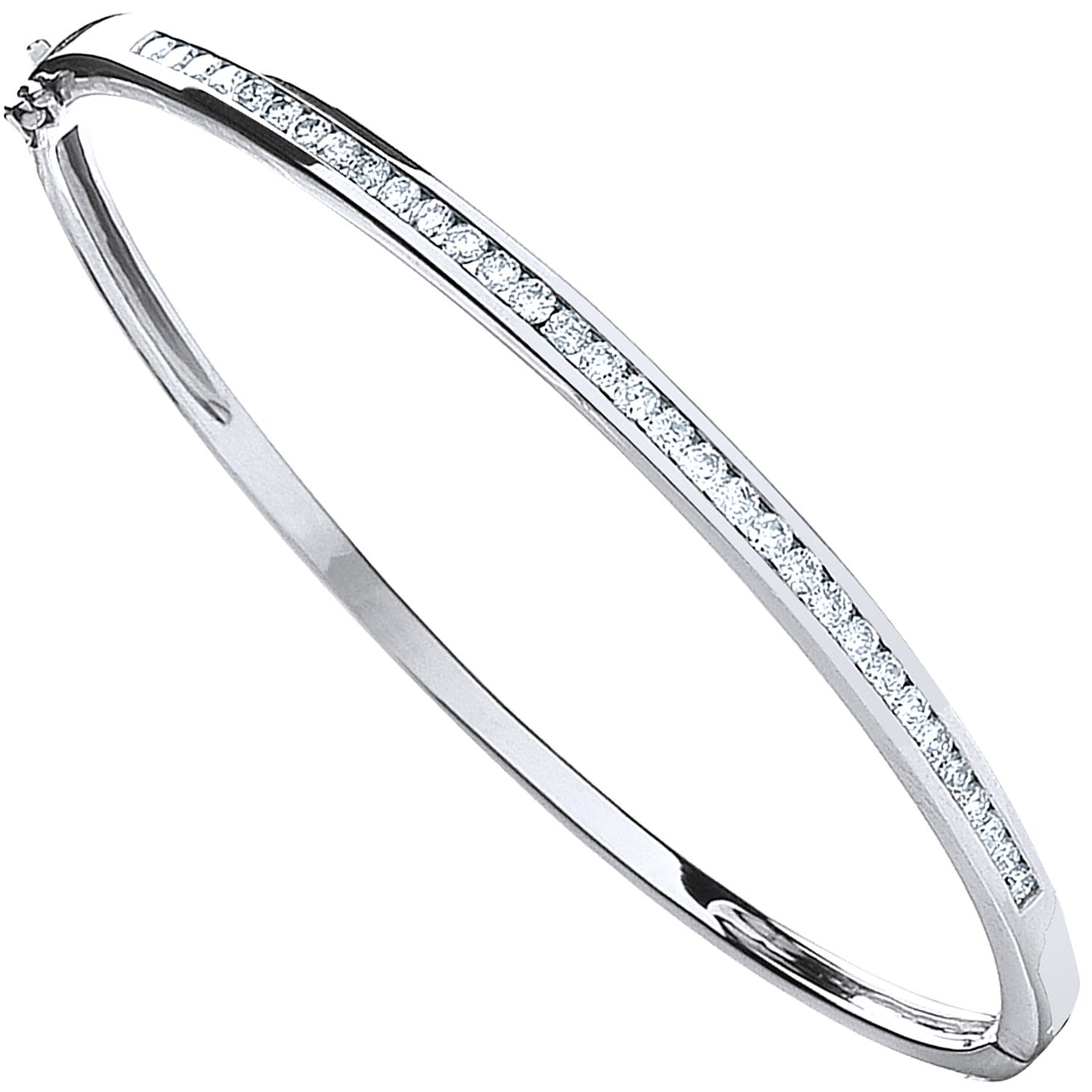 9ct White Gold 1.00ctw Diamond Bangle - 9ct Gold