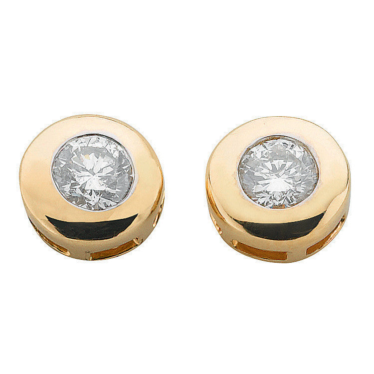 9ct Yellow Gold 0.40ct Rubover Set Diamond Stud Earrings - 9ct Gold