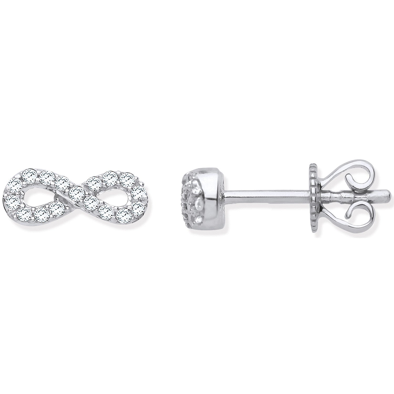 9ct White Gold Infinity 0.15ctw Diamond Studs - 9ct Gold