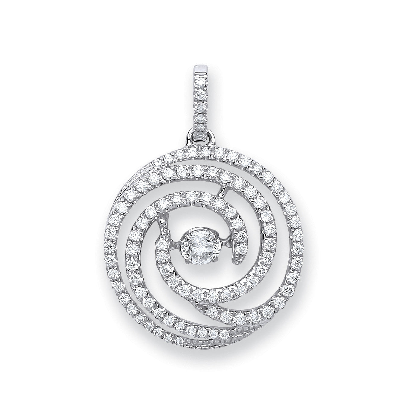 18ct White Gold 0.60ct Dancing Diamond Drop Pendant - 18ct Gold