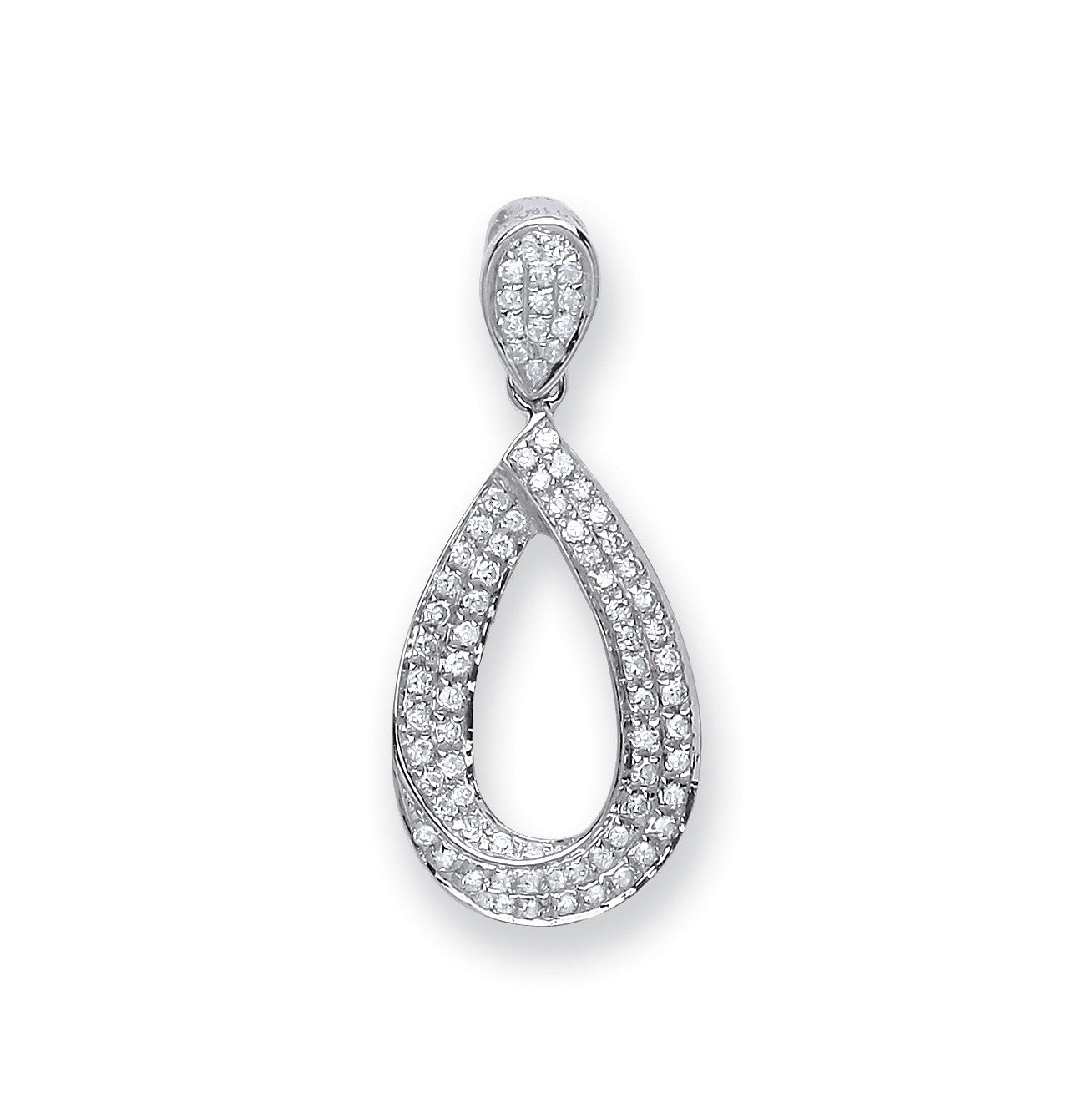 9ct White Gold 0.20ct Pear Diamond Drop Pendant - 9ct Gold