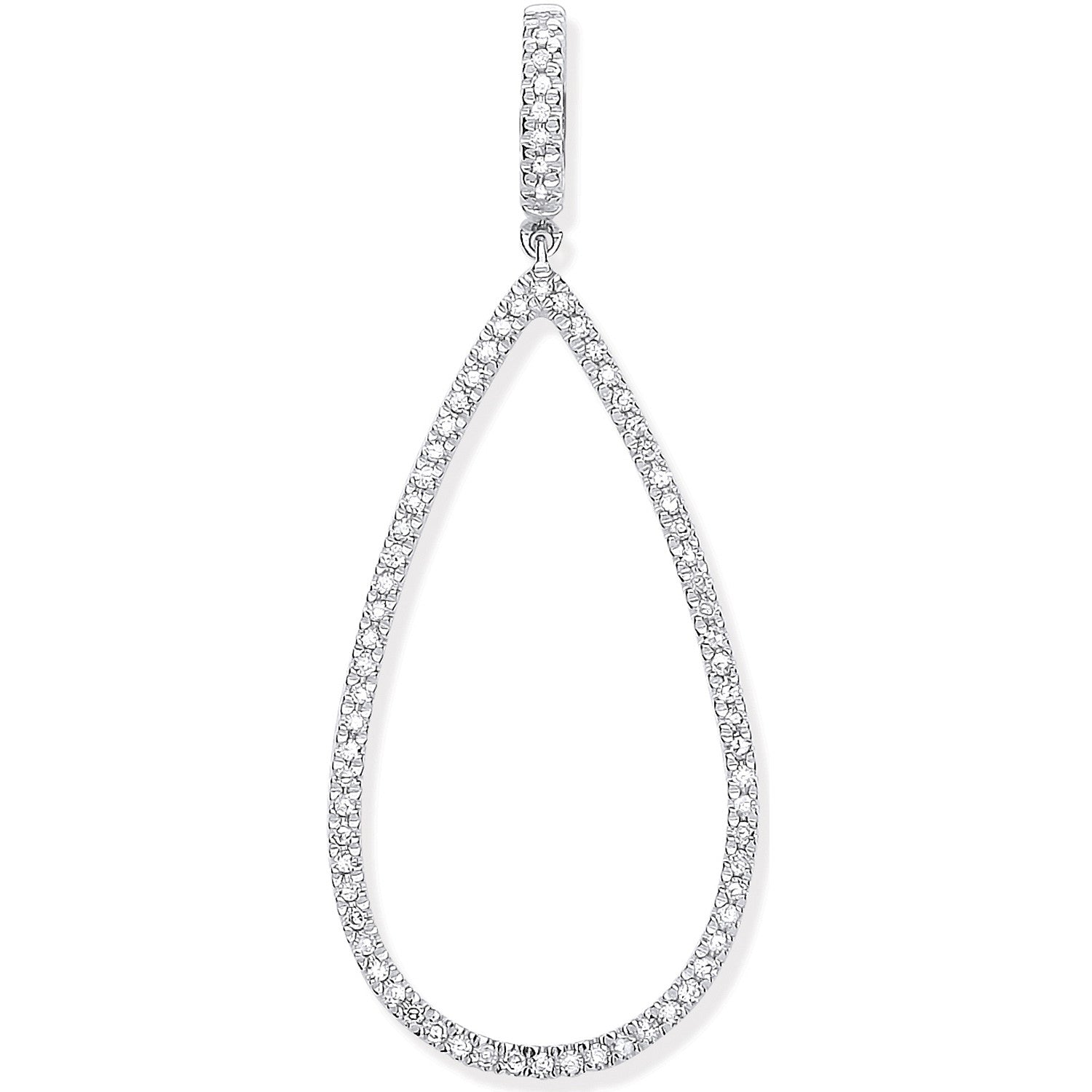 9ct White Gold 0.23ct Pear Shaped Drop Pendant - 9ct Gold