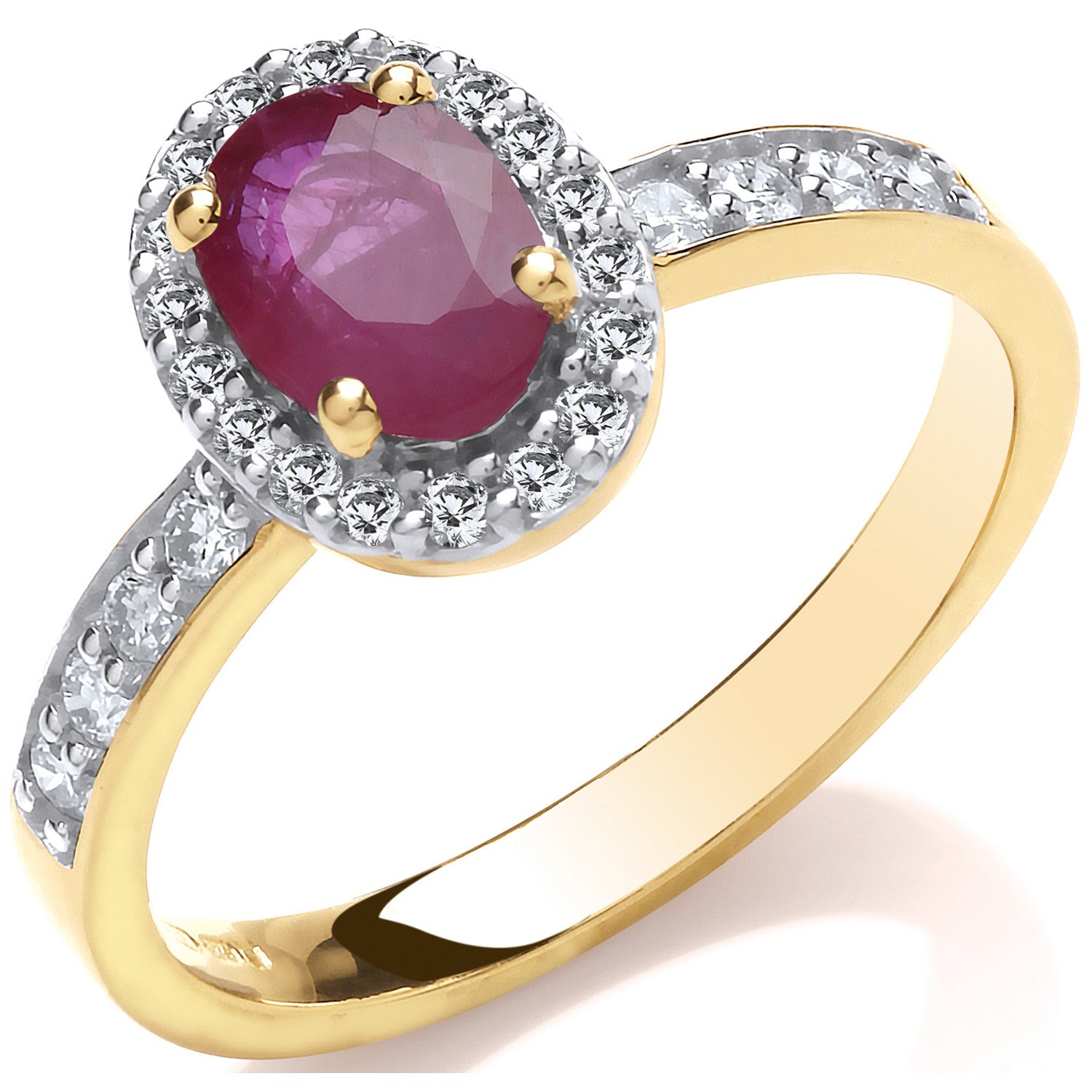 9ct 0.30ct Diamond & Oval Ruby yellow Gold Ring - 9ct Gold