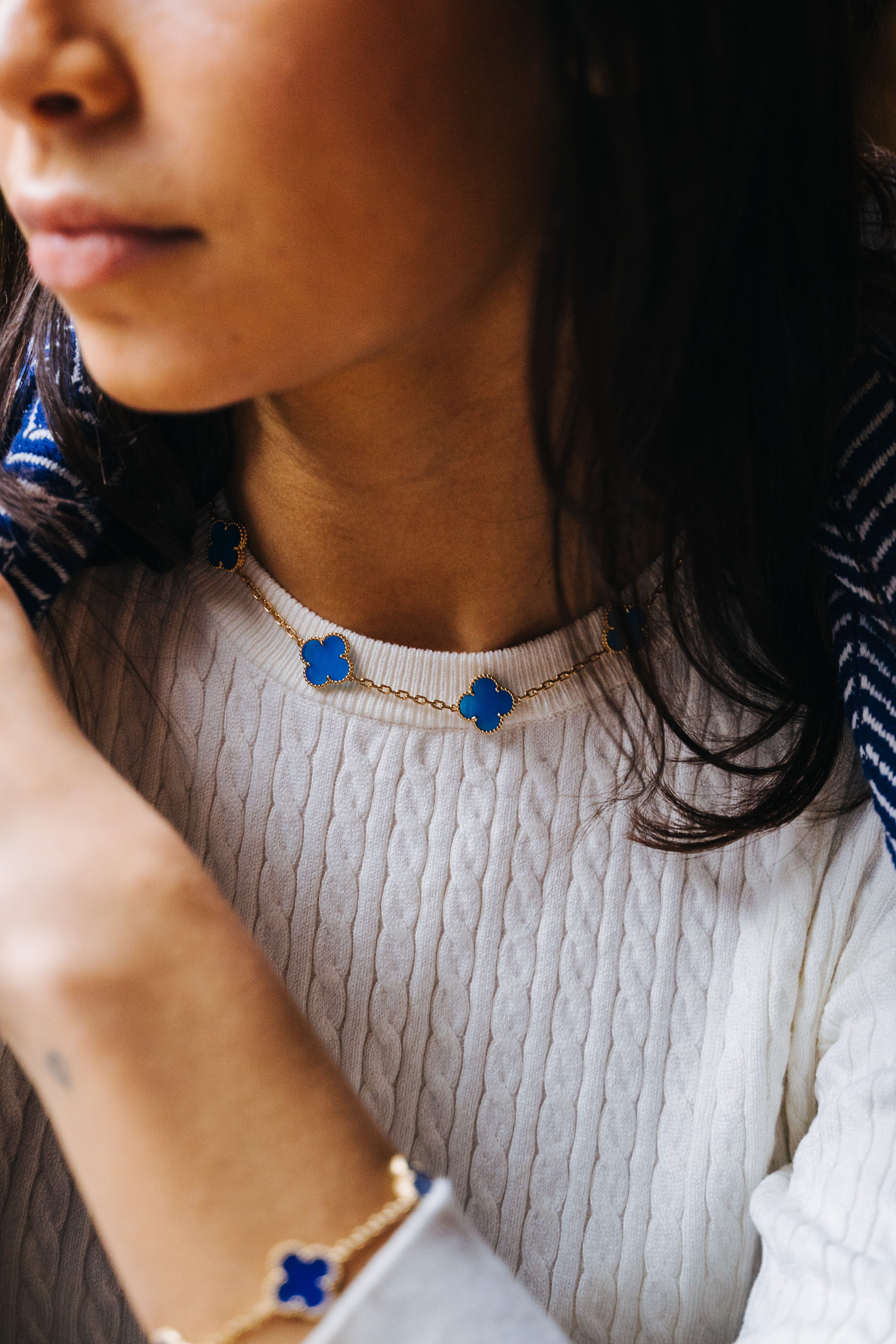 Van Cleef & Arpels Vintage Alhambra Necklace 10 Motifs Agate 18K Yellow Gold