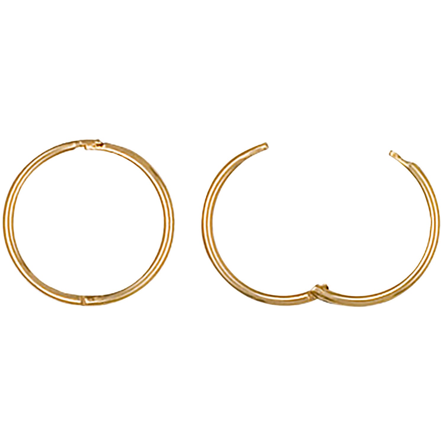 9ct Yellow Gold 12mm Plain Hinged Sleepers - 9ct Gold