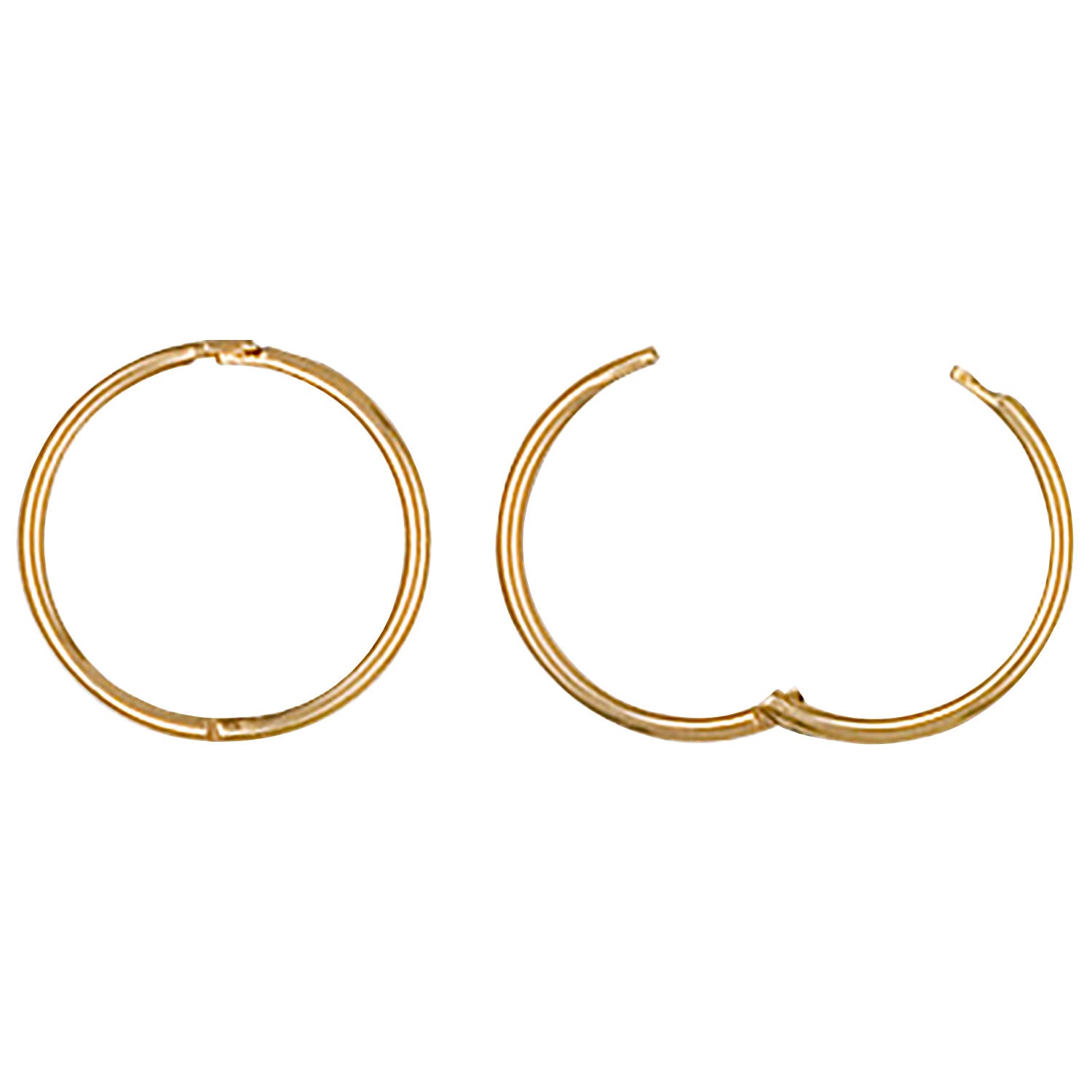 9ct Yellow Gold 14mm Plain Hinged Sleepers - 9ct Gold