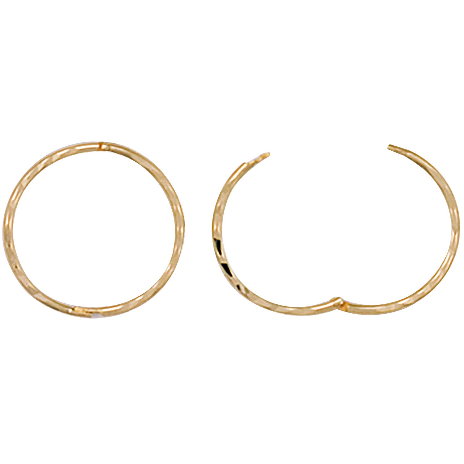 9ct Yellow Gold 14mm D/C Hinged Sleepers - 9ct Gold