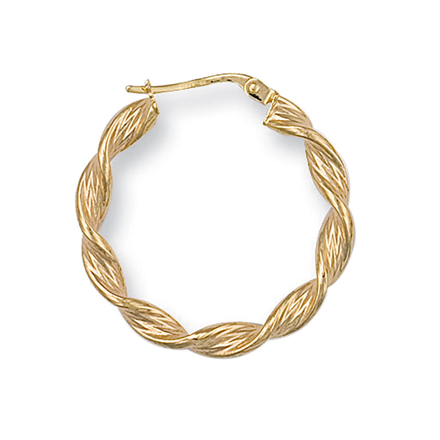 Yellow Gold 27mm Twisted Hoop Earrings - 9ct Gold