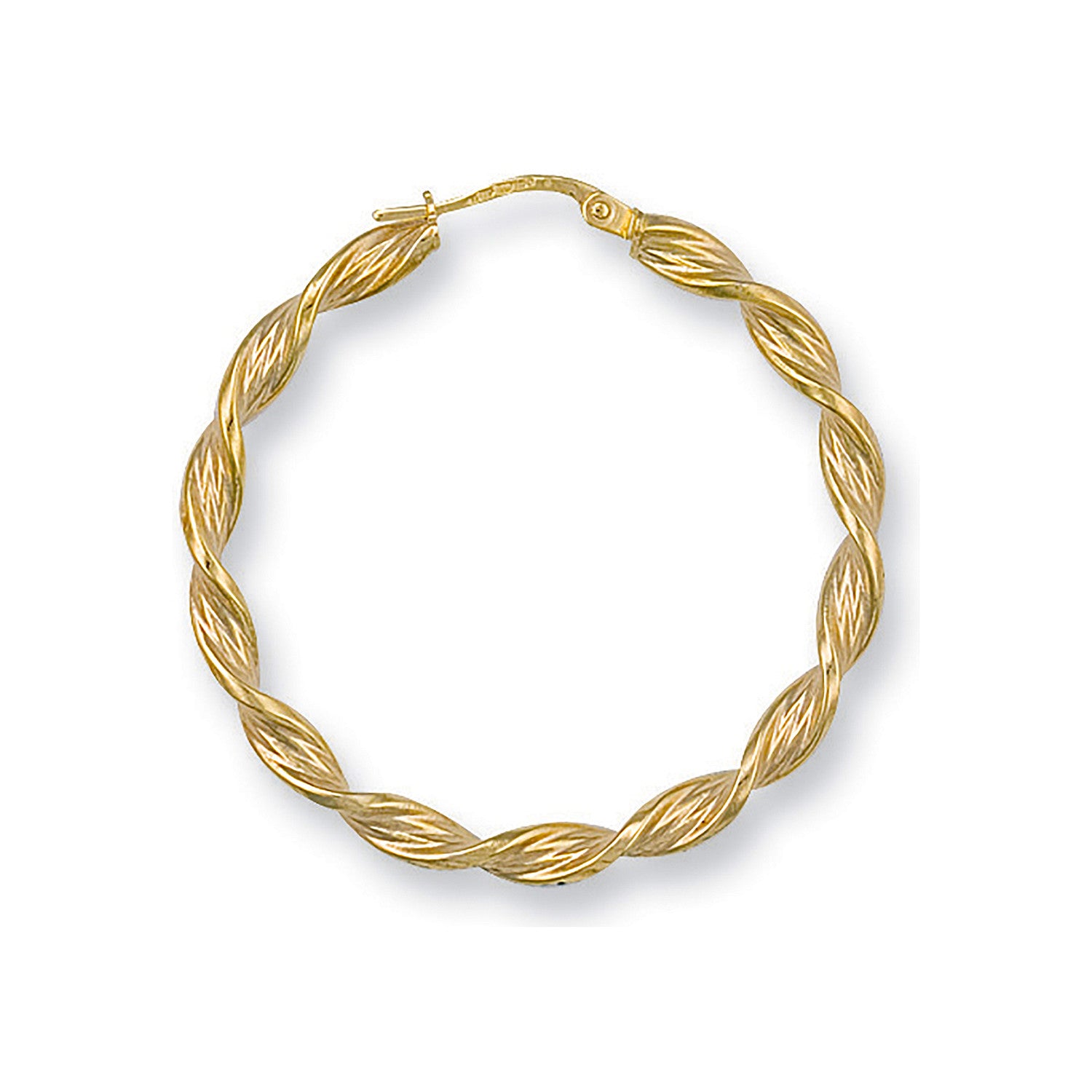 Yellow Gold 37mm Twisted Hoop Earrings - 9ct Gold