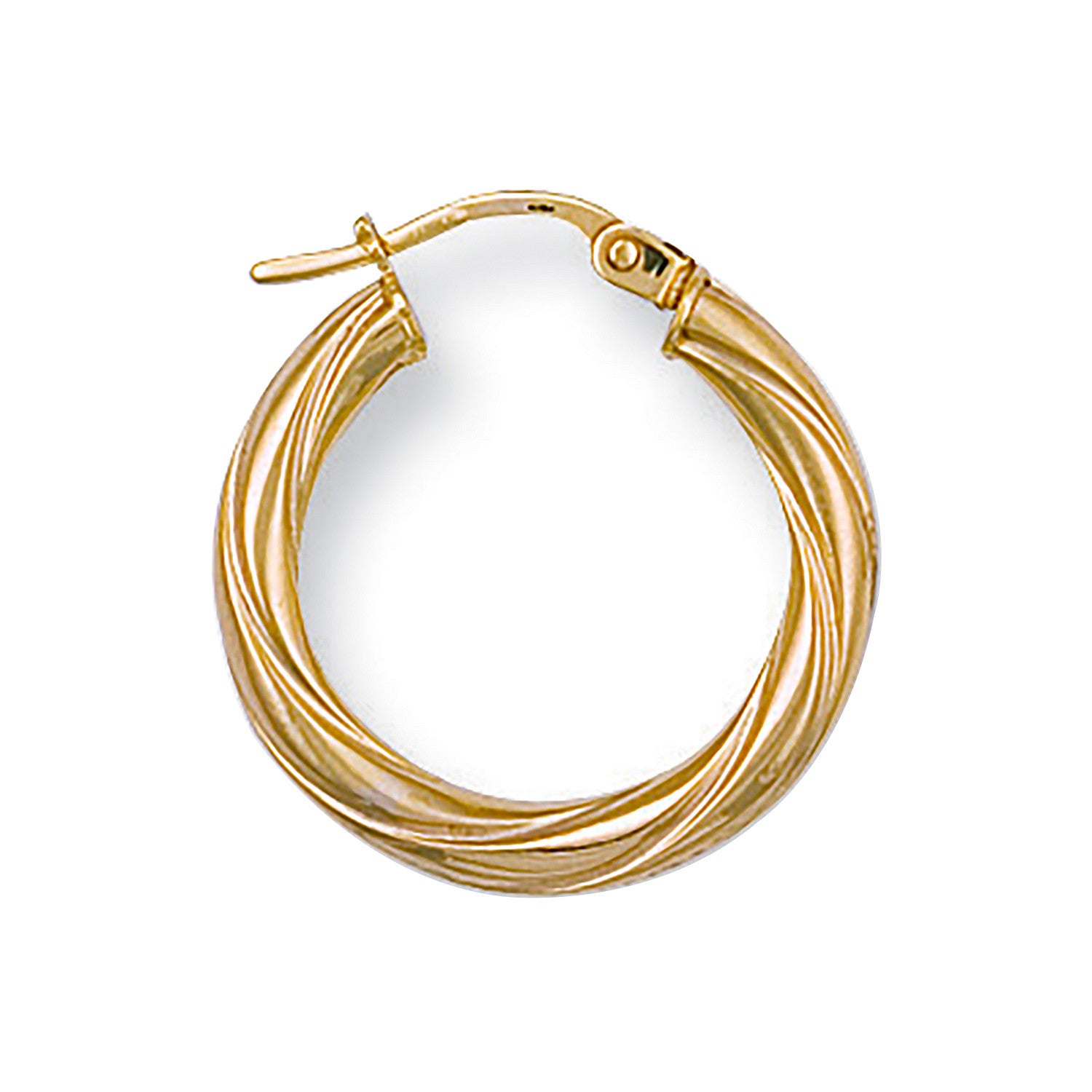 Yellow Gold 21mm Twisted Hoop Earrings - 9ct Gold