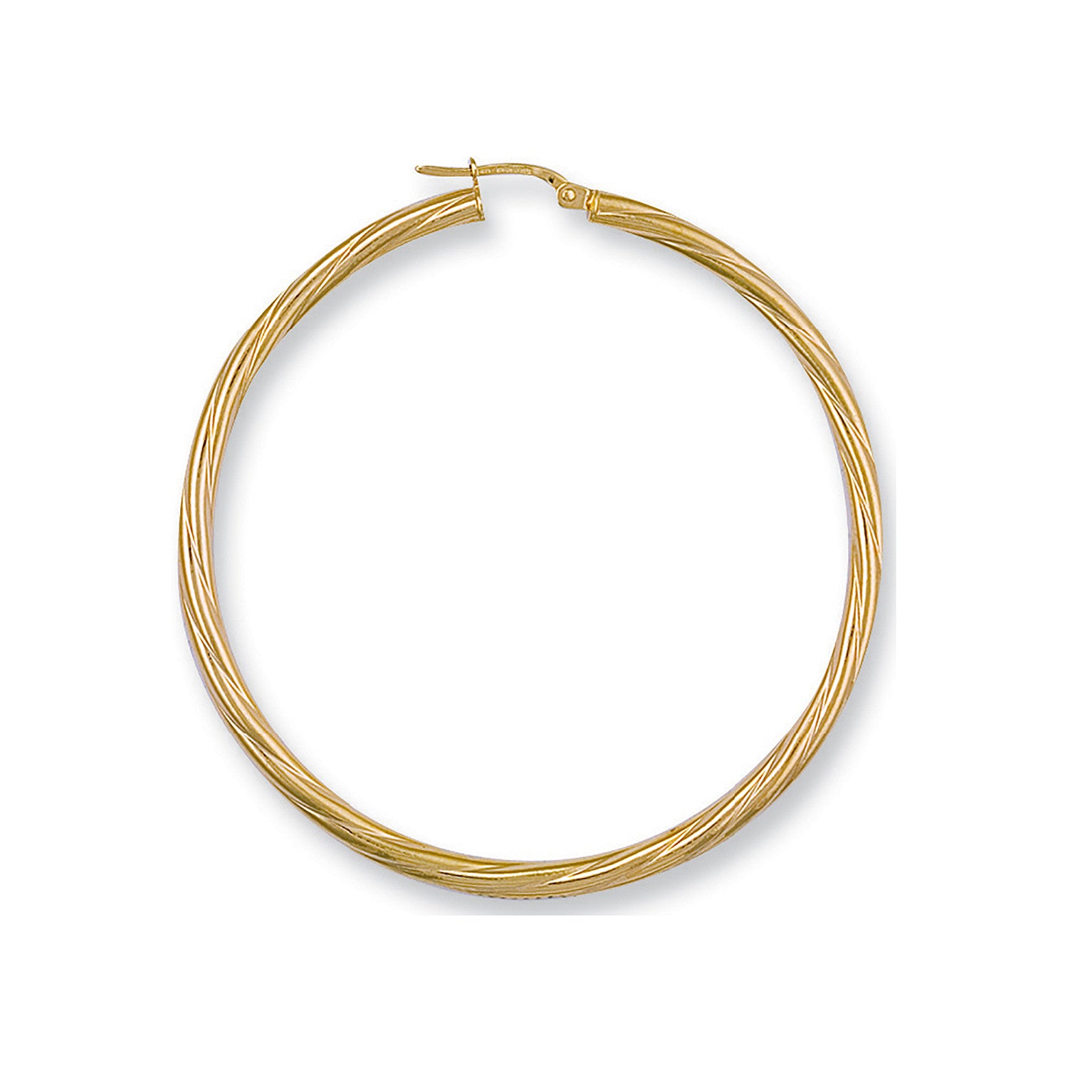 Yellow Gold 54mm Twisted Hoop Earrings - 9ct Gold