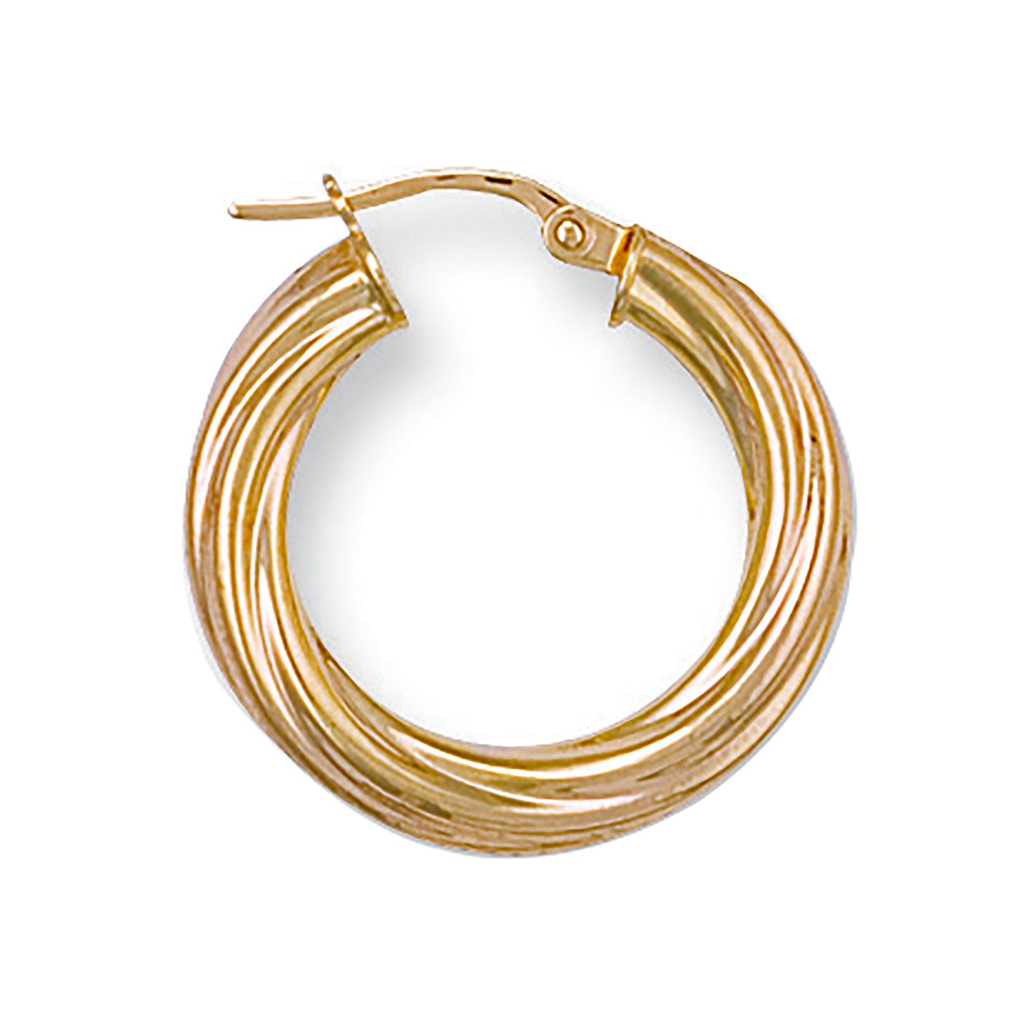 Yellow Gold 23mm Twisted Hoop Earrings - 9ct Gold