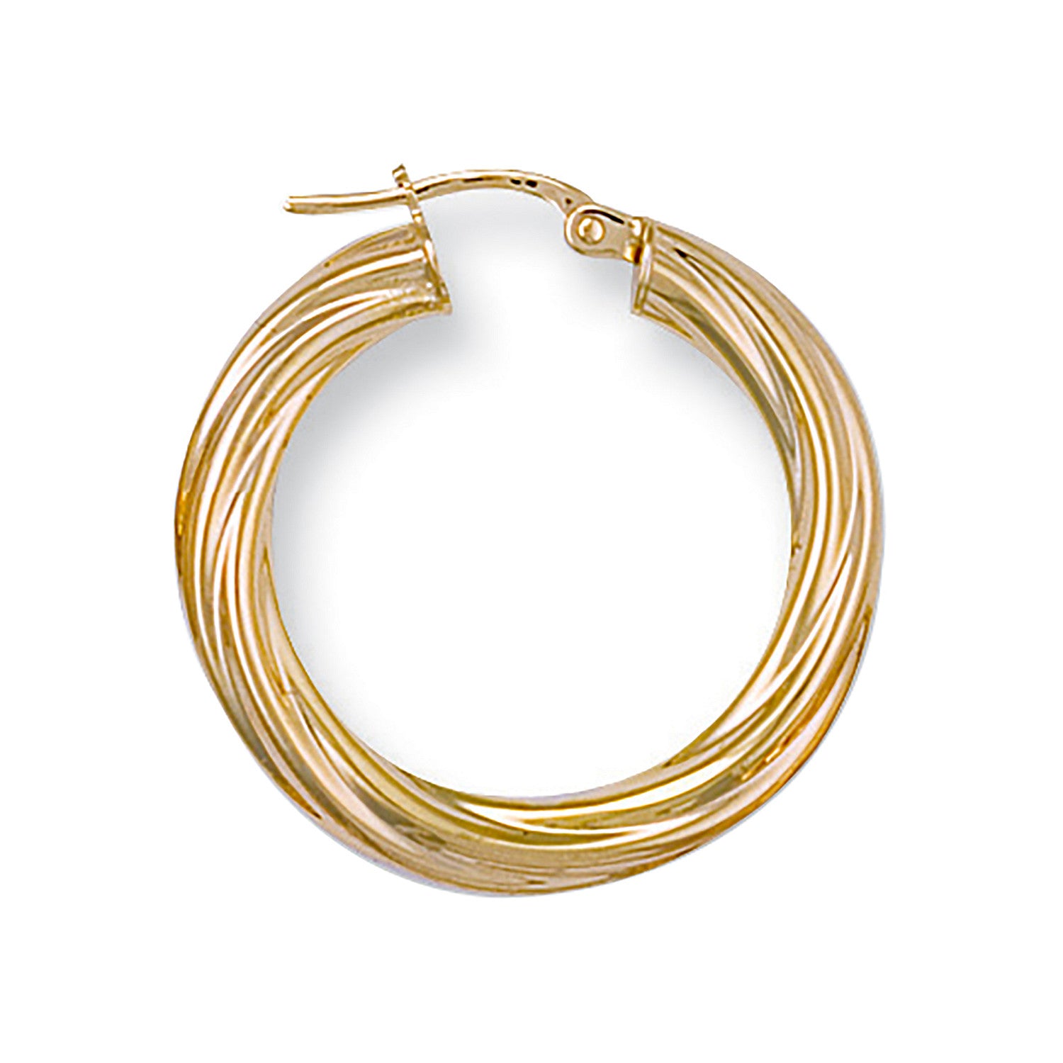 Yellow Gold 27mm Twisted Hoop Earrings - 9ct Gold