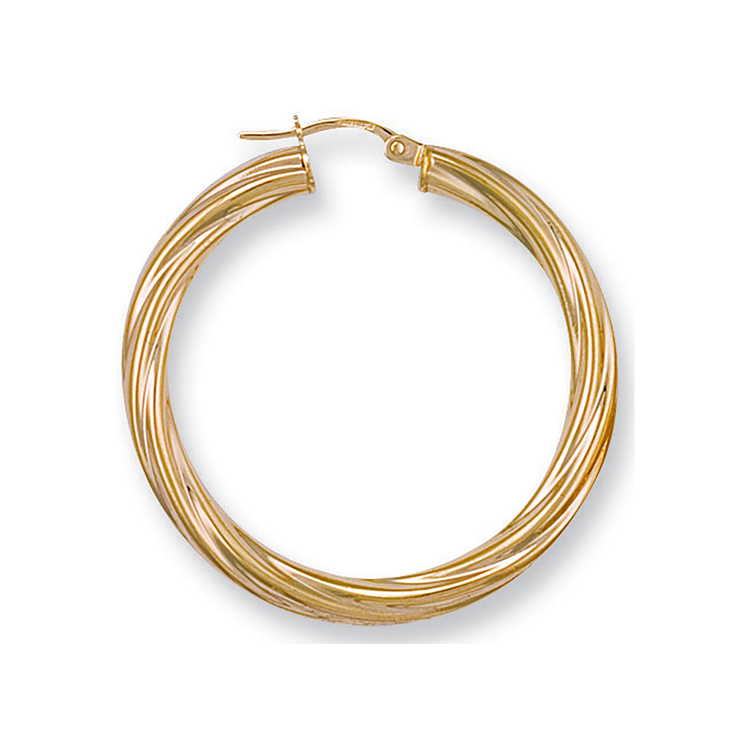 Yellow Gold 37mm Twisted Hoop Earrings - 9ct Gold