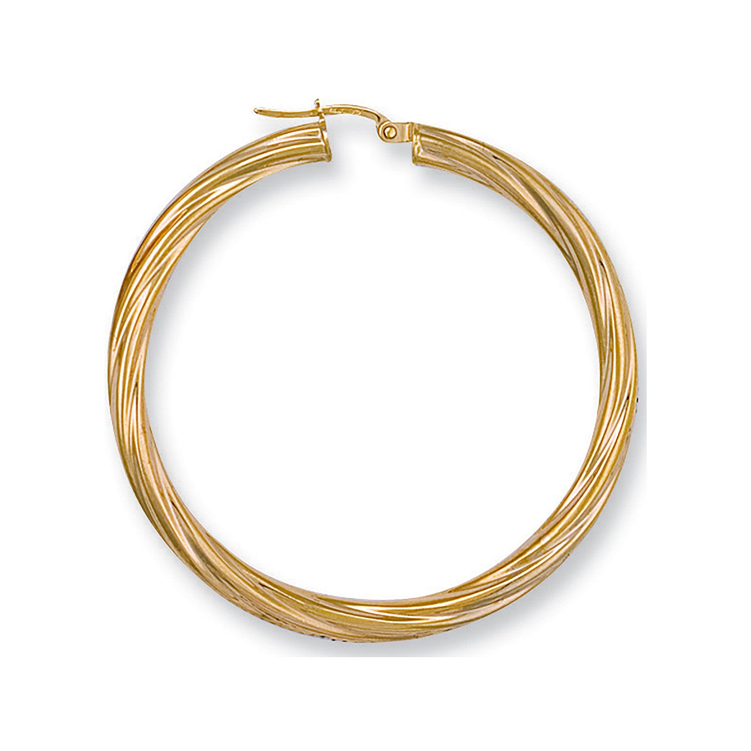 Yellow Gold 47mm Twisted Hoop Earrings - 9ct Gold