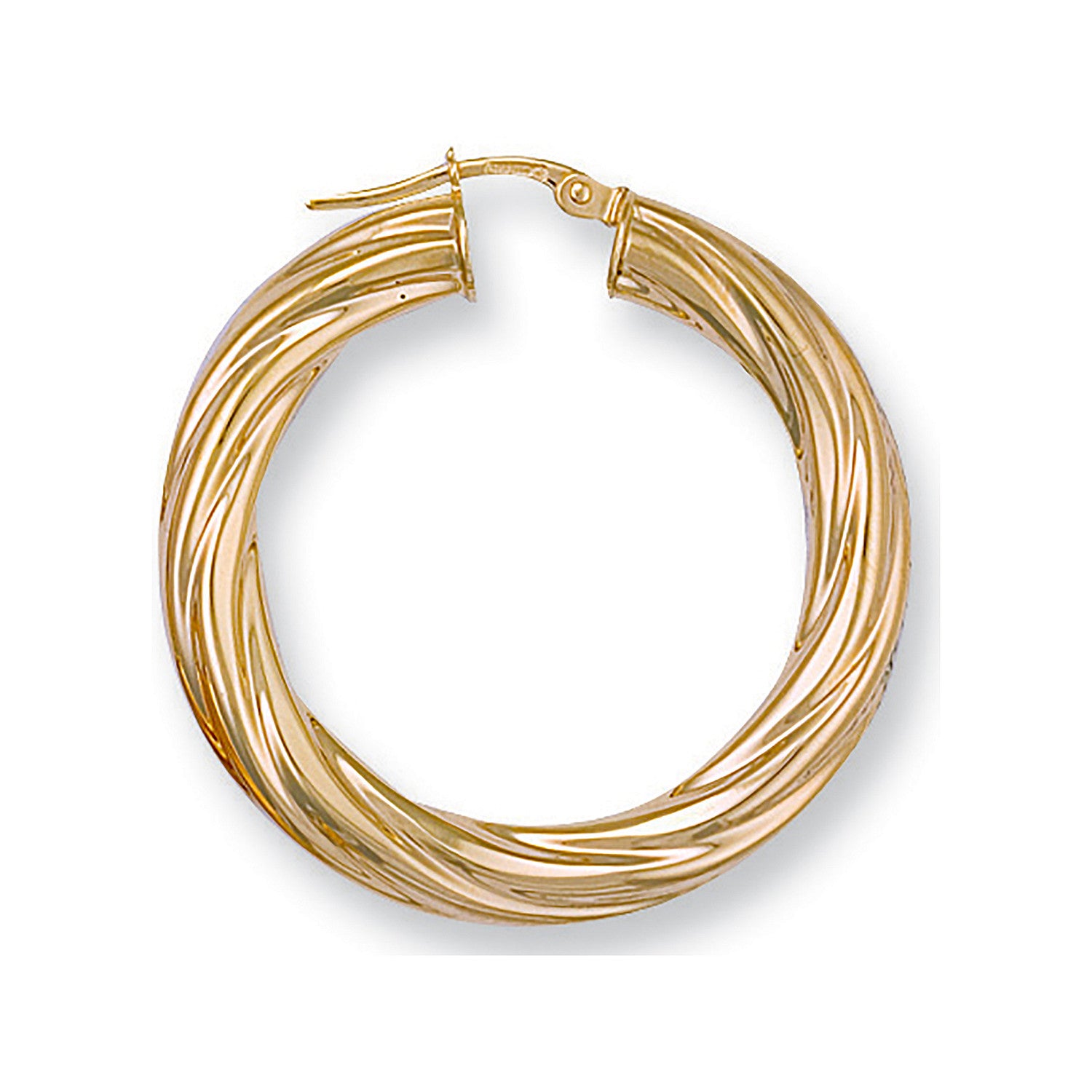 Yellow Gold 34mm Twisted Hoop Earrings - 9ct Gold