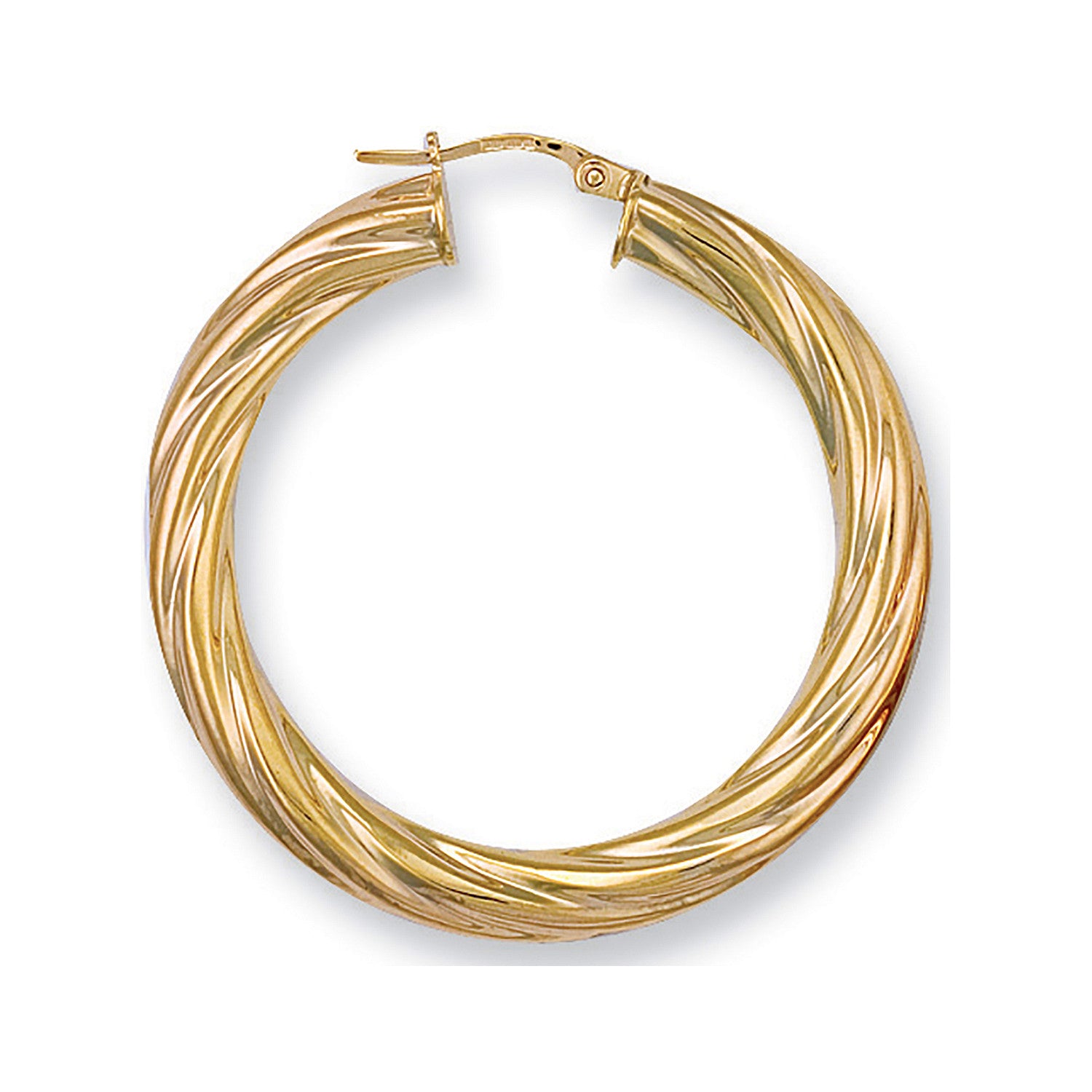 Yellow Gold 39mm Twisted Hoop Earrings - 9ct Gold