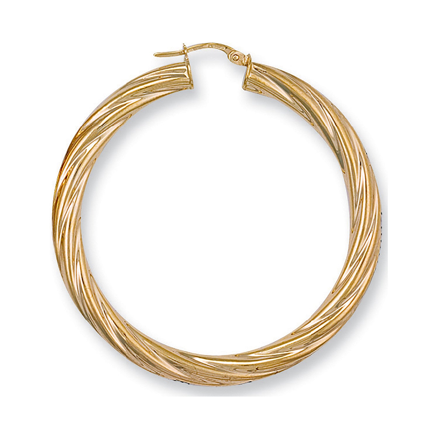 Yellow Gold 49mm Twisted Hoop Earrings - 9ct Gold