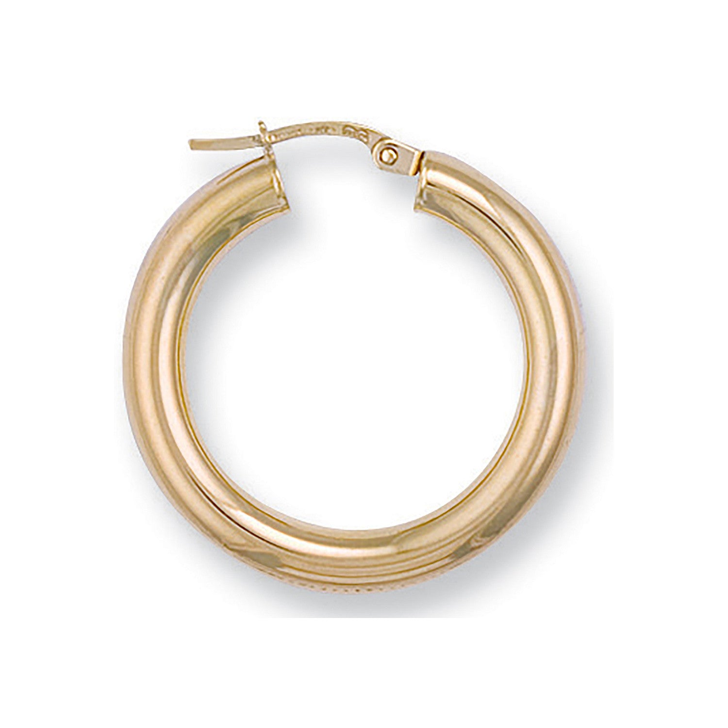 Yellow Gold 28mm Round Tube Hoop Earrings - 9ct Gold