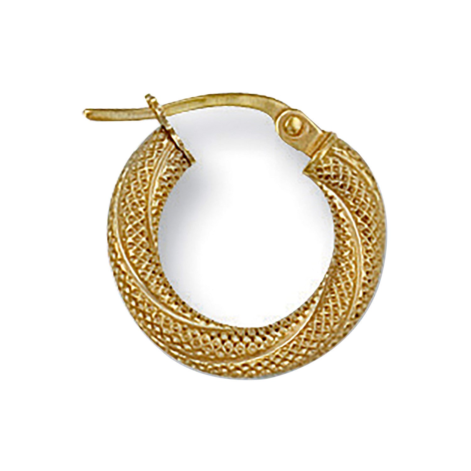 Yellow Gold 16mm Frosted Twisted Hoop Earrings - 9ct Gold