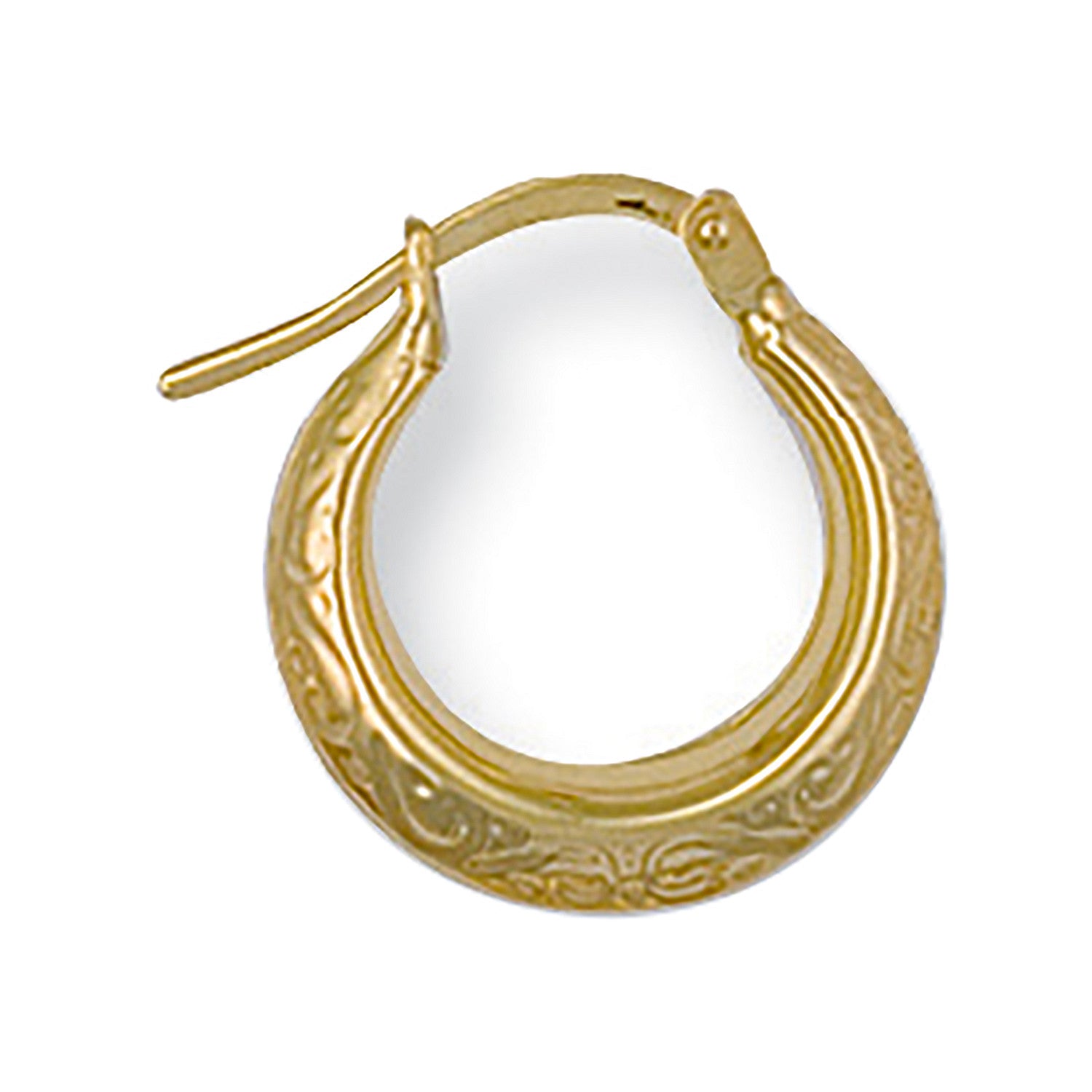 Yellow Gold 14mm Patterned Creoles - 9ct Gold