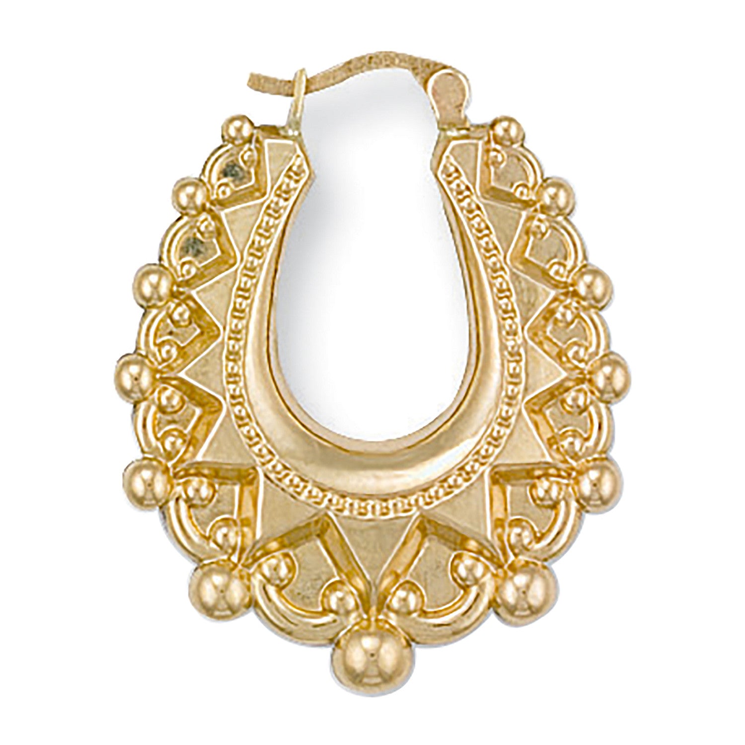 Yellow Gold Fancy Oval Creoles - 9ct Gold