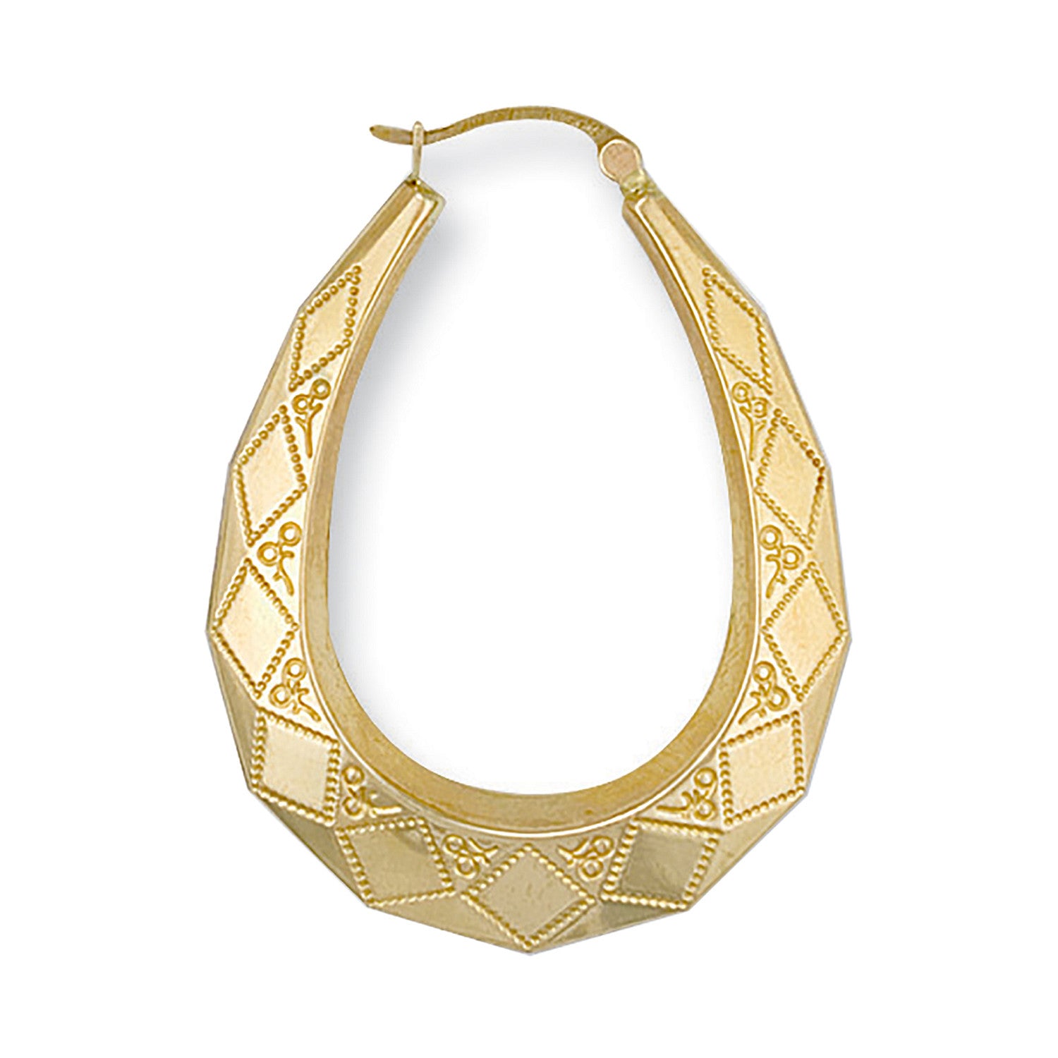 Yellow Gold D/C Oval Creoles - 9ct Gold