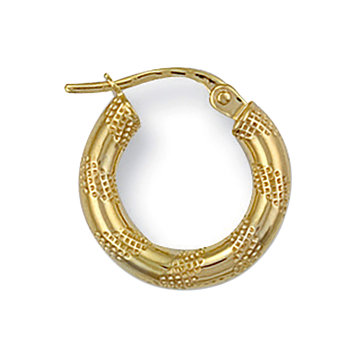 Yellow Gold 16mm Frosted Tube Hoop Earrings - 9ct Gold