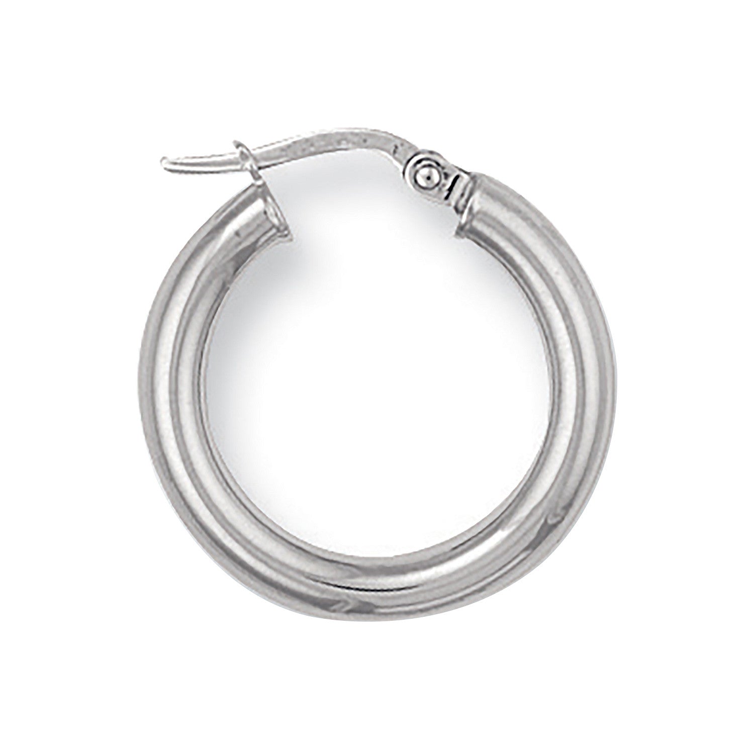 White Gold 20mm Round Tube Hoop Earrings - 9ct Gold