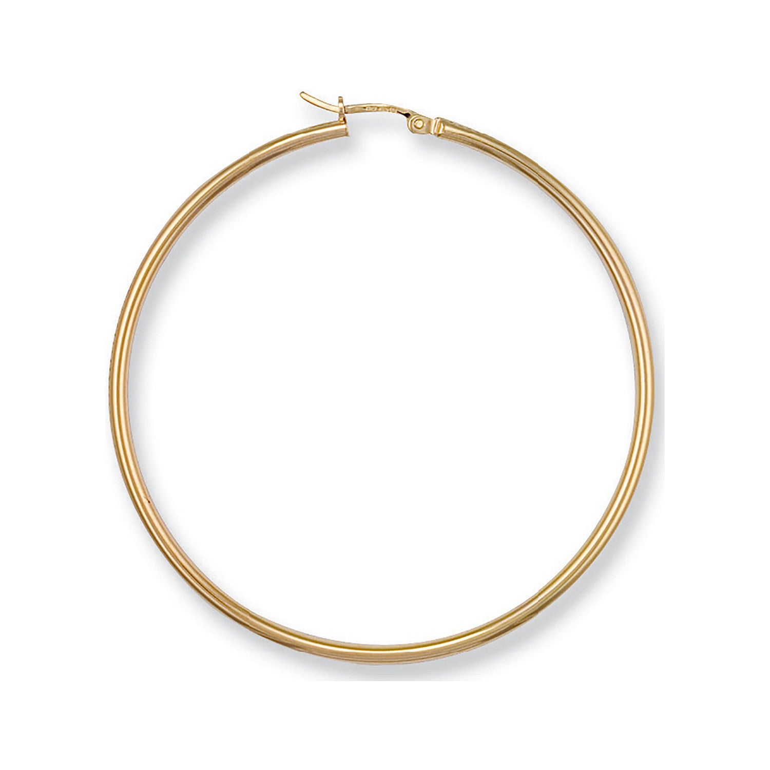 Yellow Gold 50mm Round Tube Hoop Earrings - 9ct Gold