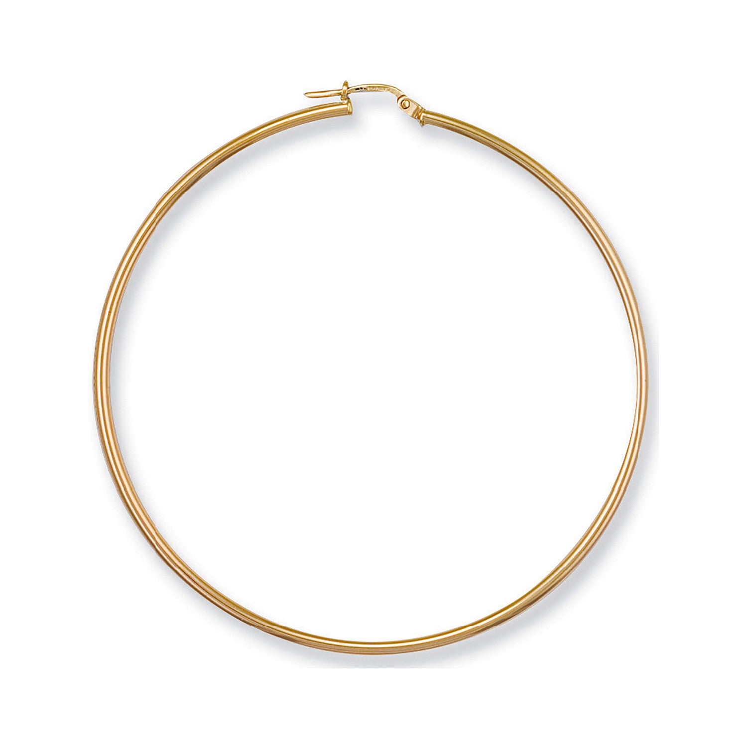 Yellow Gold 60mm Round Tube Hoop Earrings - 9ct Gold