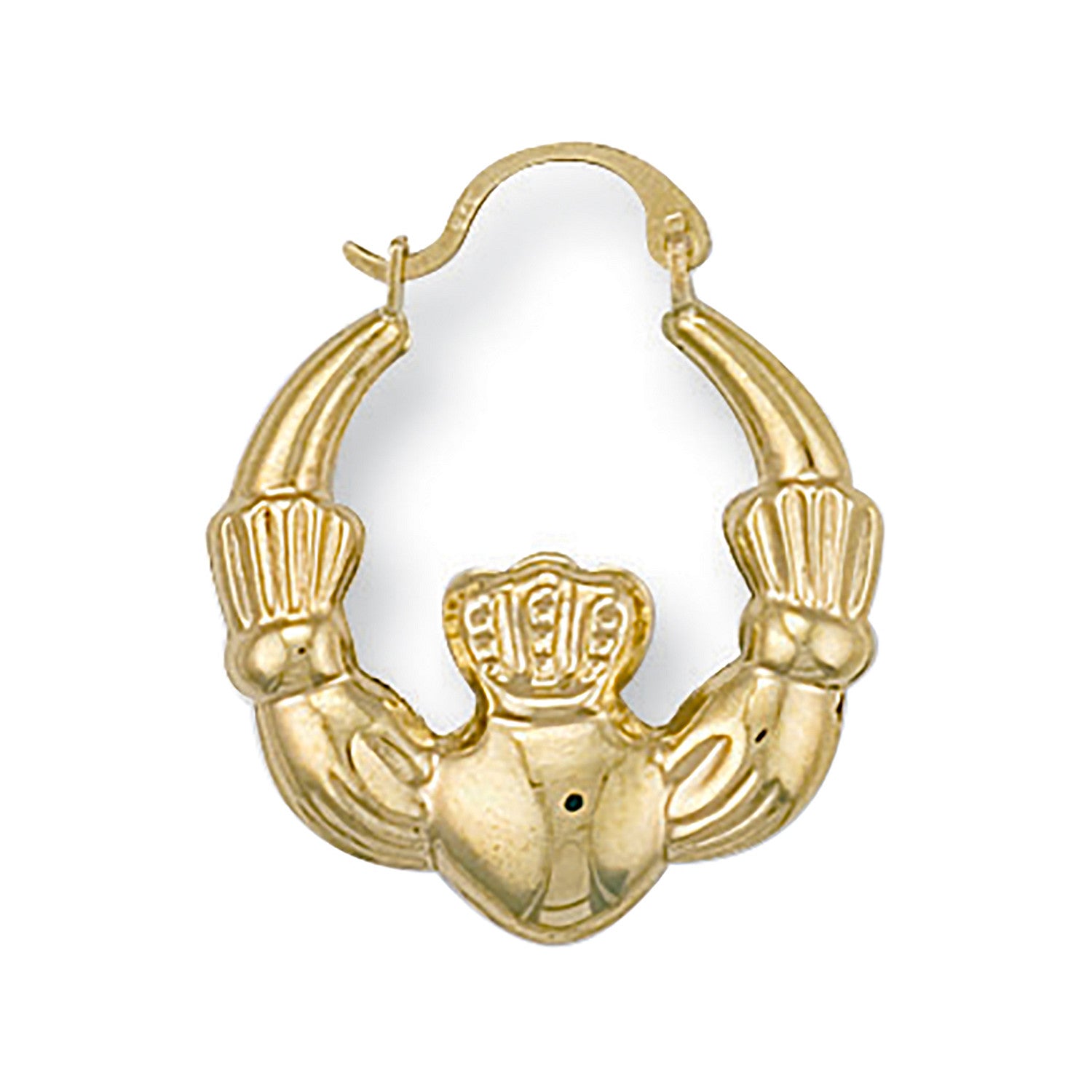 Yellow Gold Claddagh Creoles - 9ct Gold