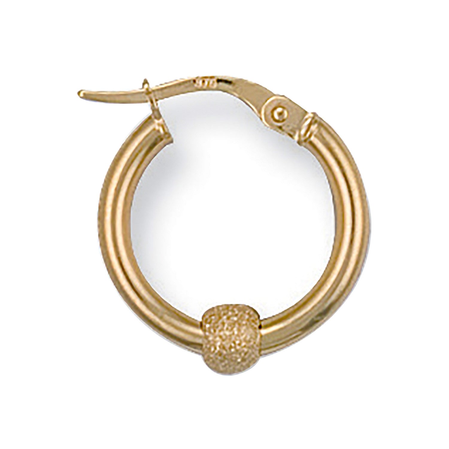 Yellow Gold 17mm Glitter Ball Hoop Earrings - 9ct Gold