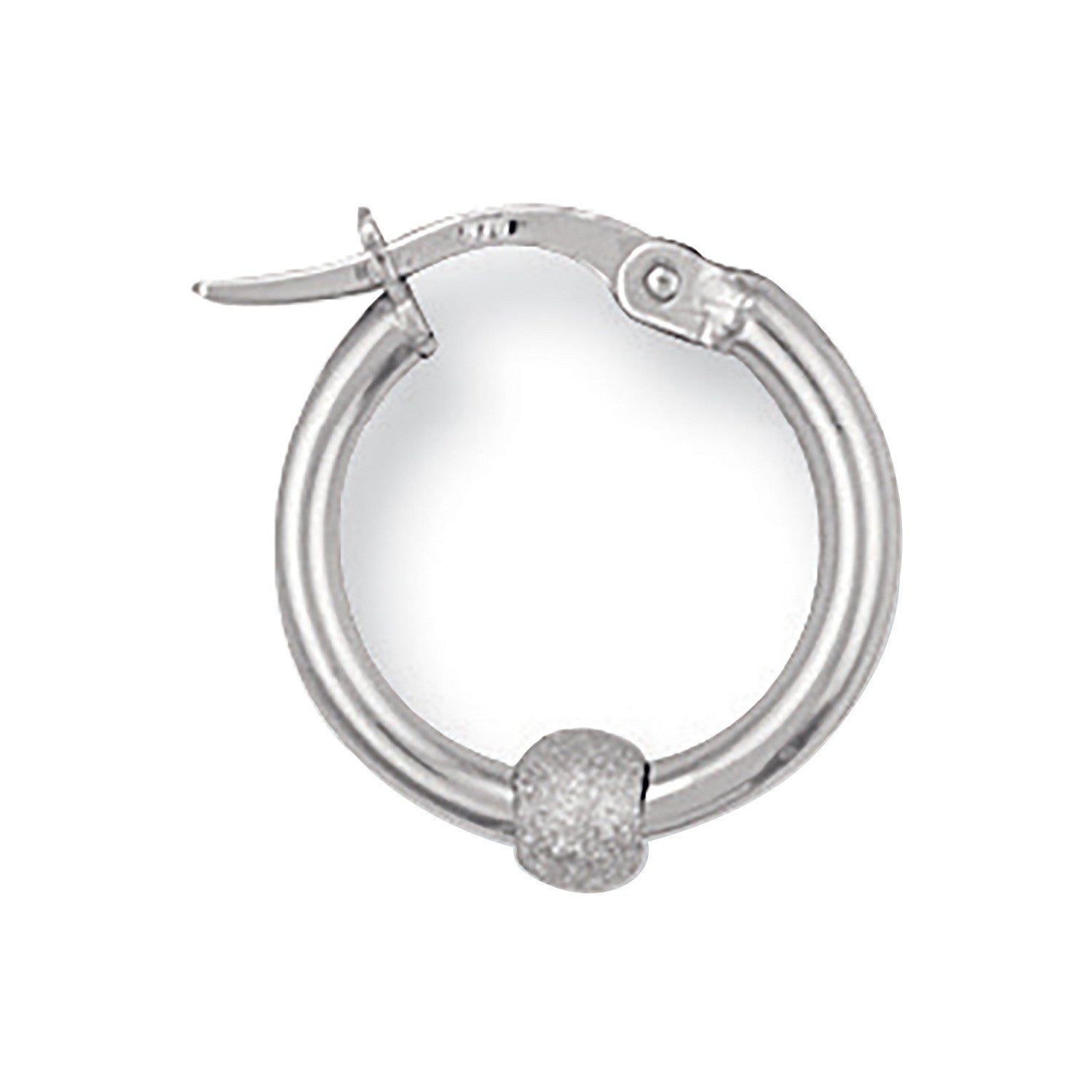 White Gold 17mm Glitter Ball Hoop Earrings - 9ct Gold
